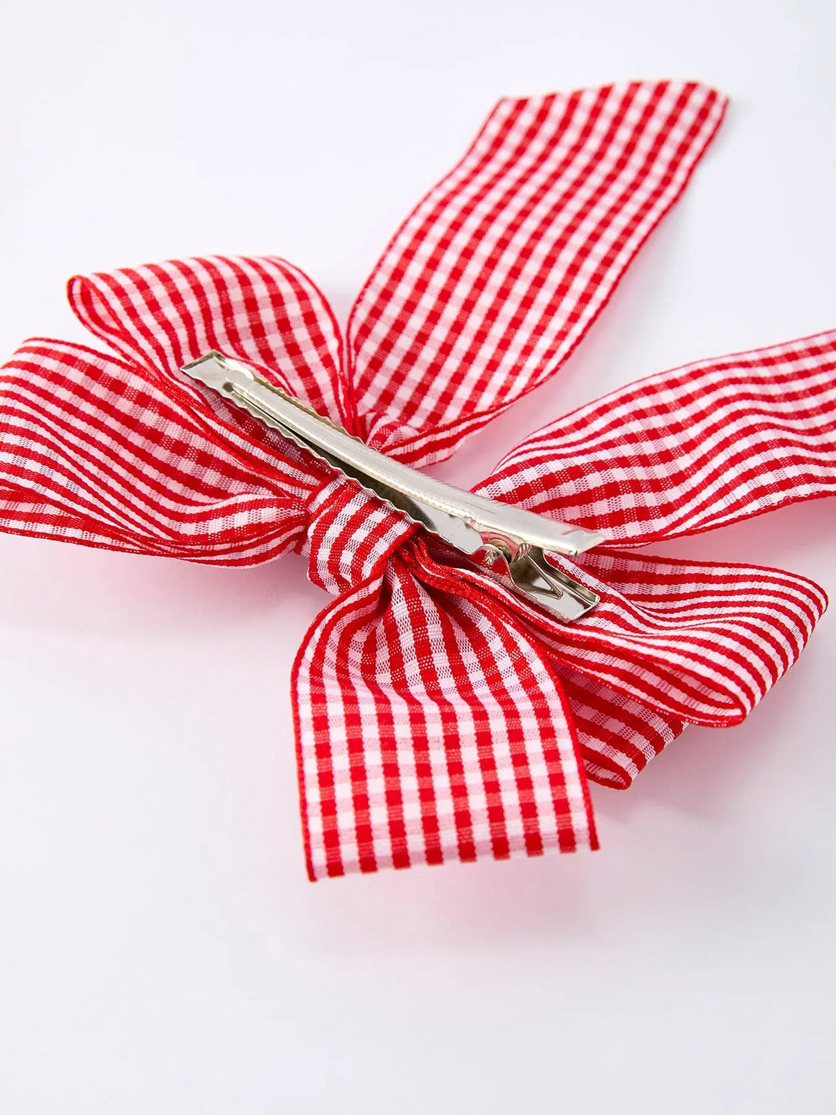 Horquilla de cuadros rojos y blancos para niña, 10 cm