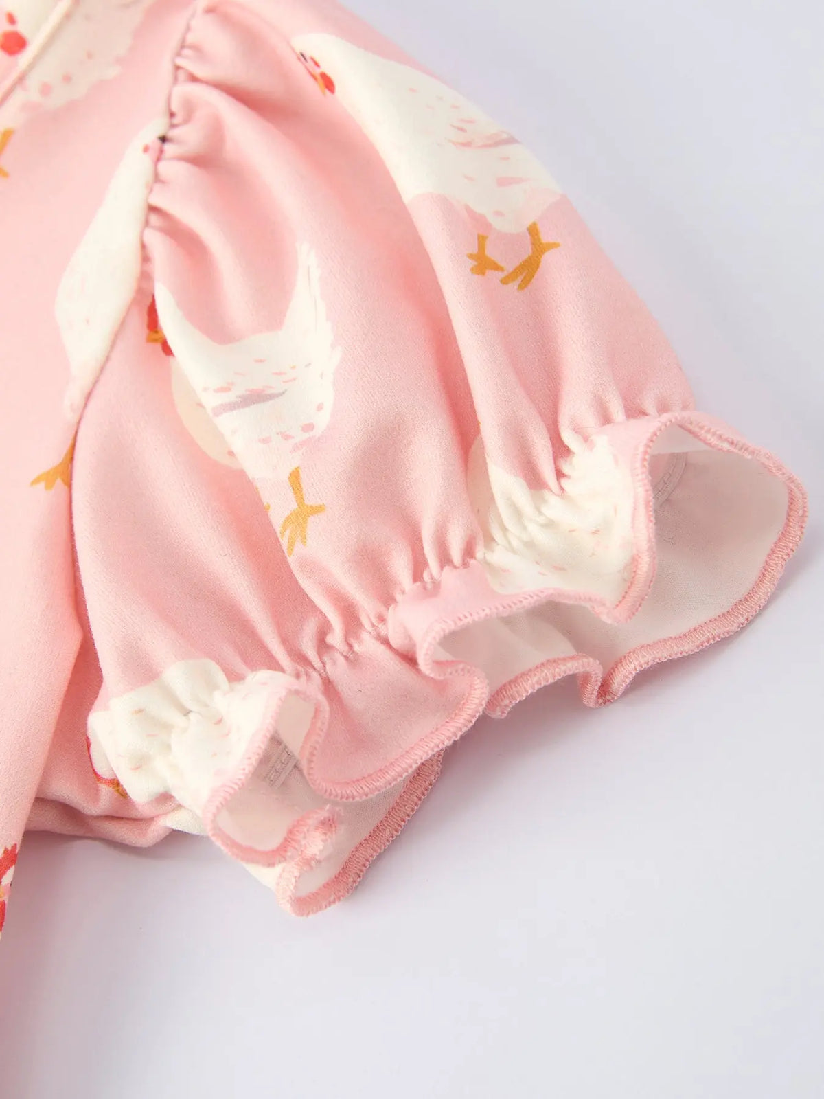 Farm Spring Chicken Print Girls Ruffle Dress