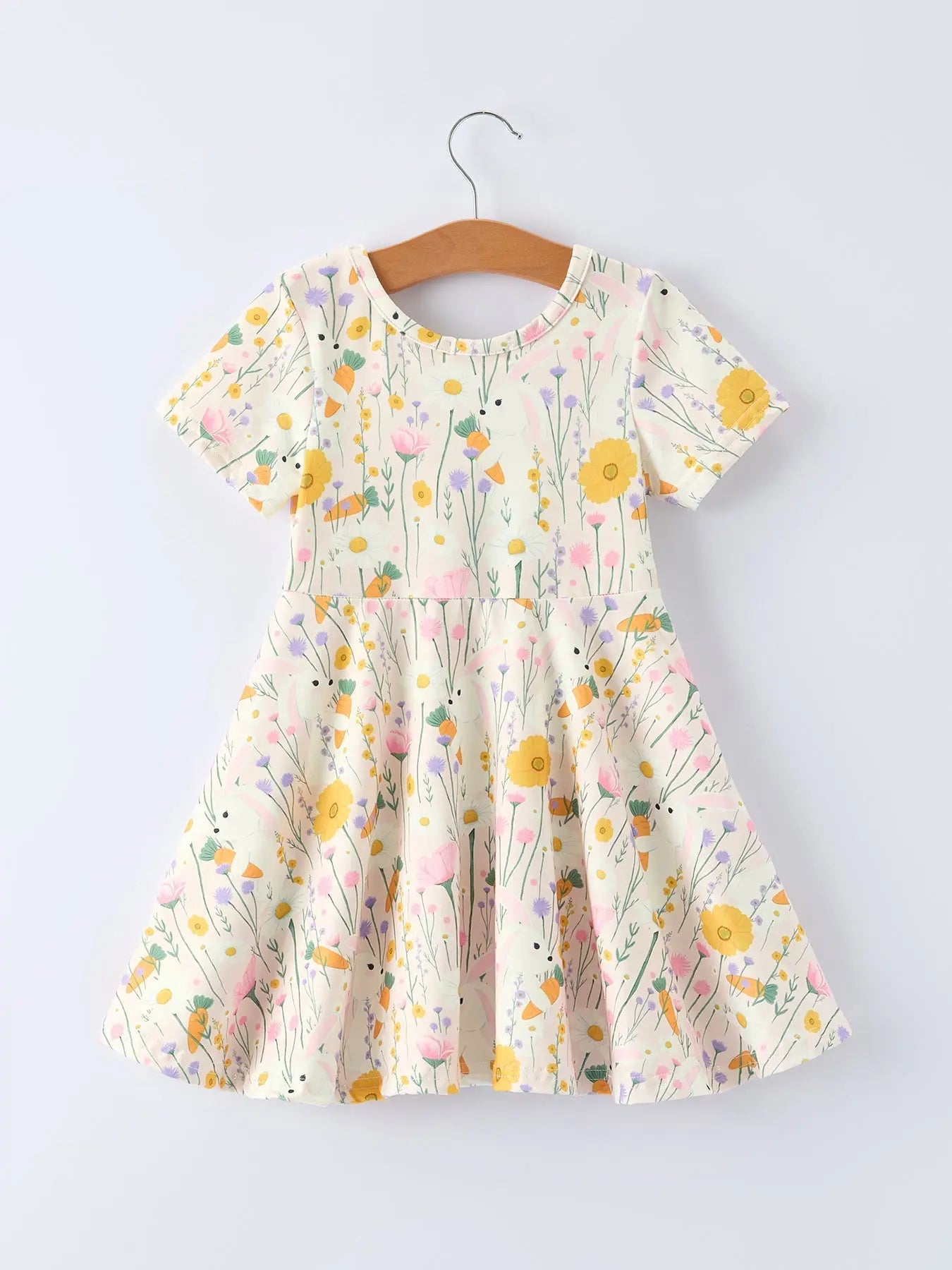 Spring Easter Bunny Yellow Floral Girls Dress Rylee Faith Designs