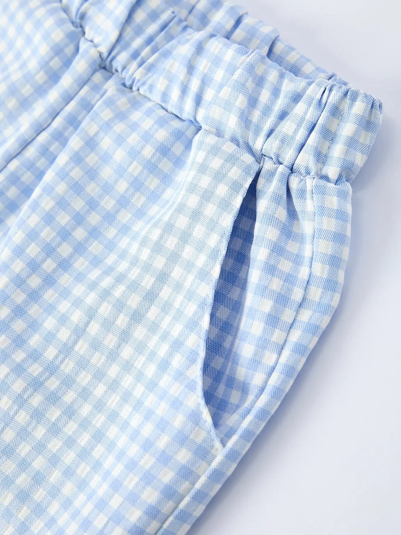 Toddler Boys Crocodile Embroidered Plaid Shorts Set