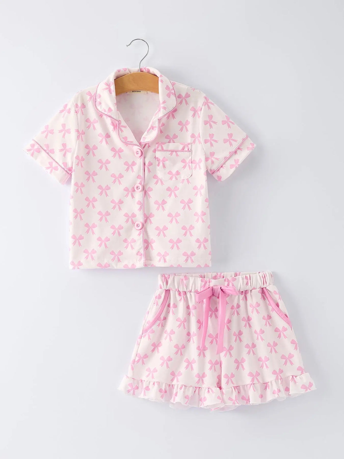 Conjunto de pijama con lazo rosa y volantes "Mommy & Me"