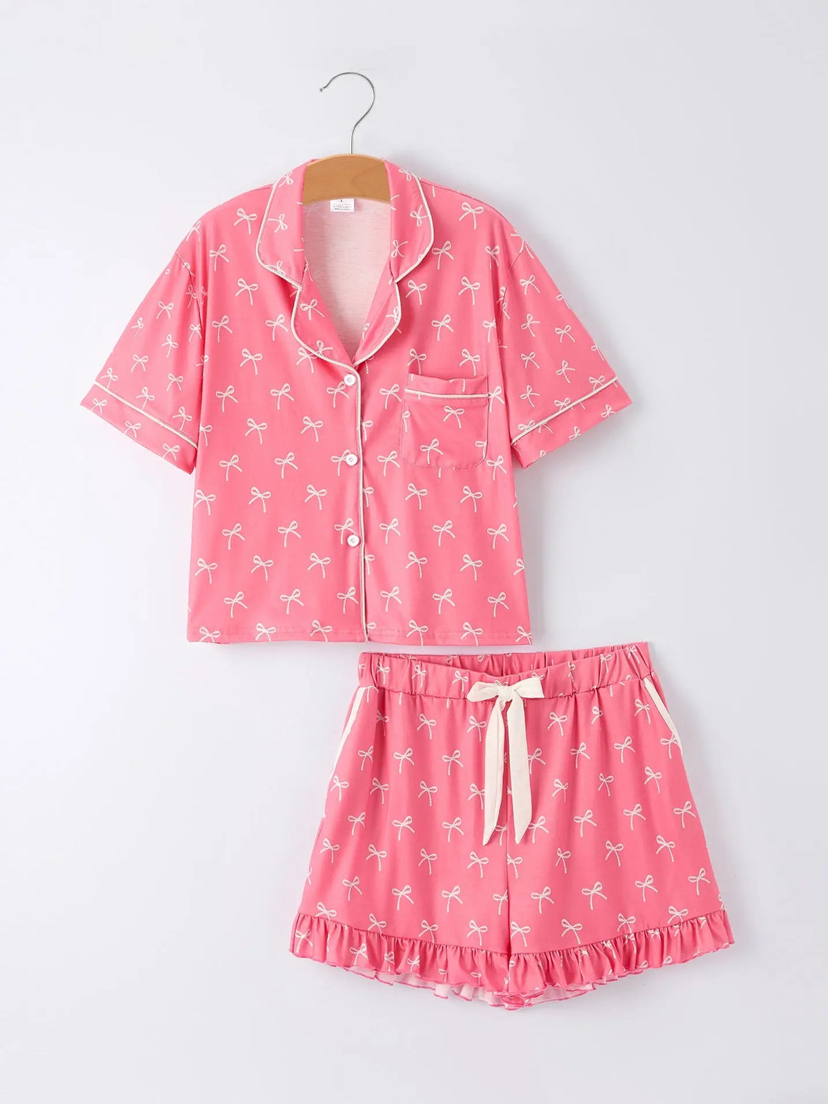 Mommy & Me Bow Print Ruffle Pajama Set