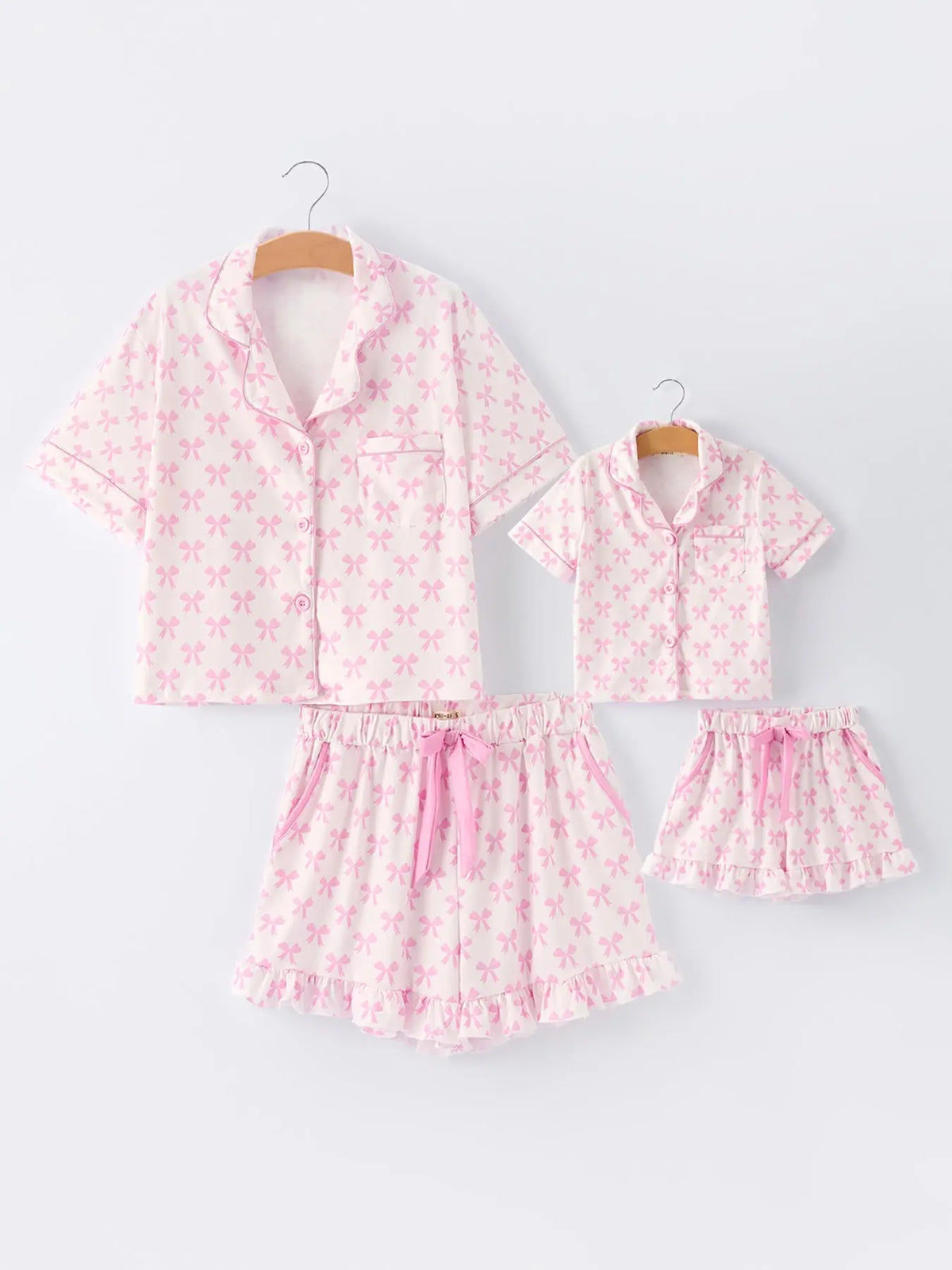 Conjunto de pijama con lazo rosa y volantes "Mommy & Me"