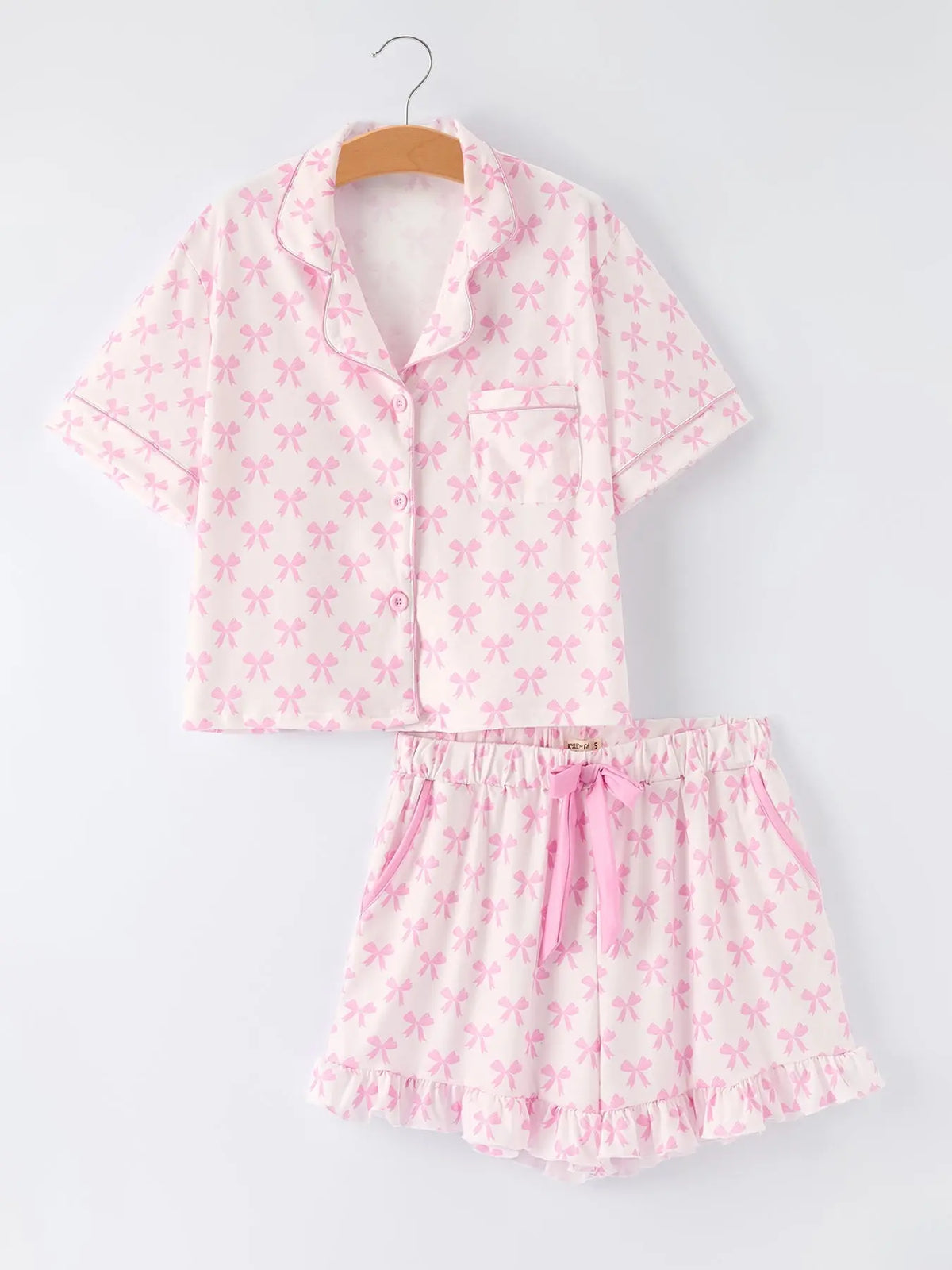 Conjunto de pijama con lazo rosa y volantes "Mommy & Me"
