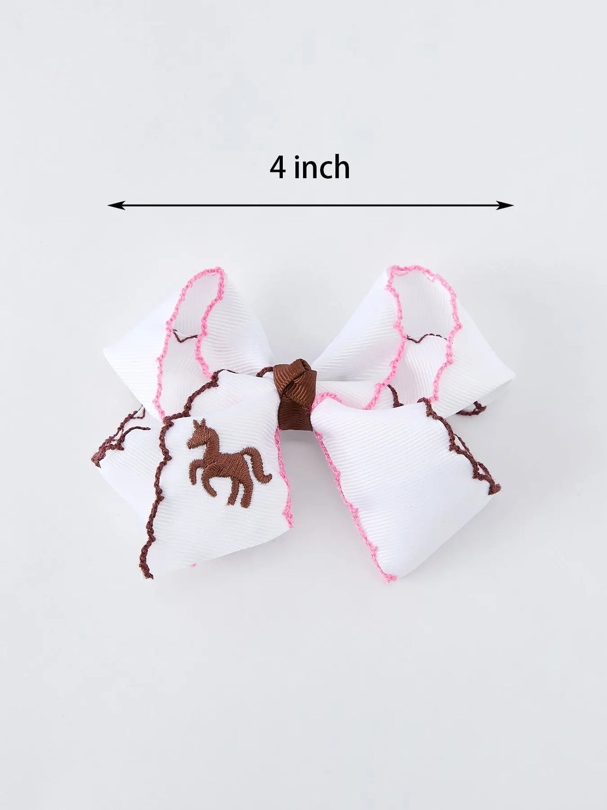 Western Horse Embroidery Ruffle Edge Girls Hairpin 4 Inch