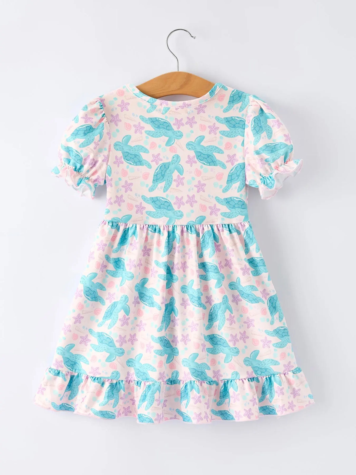 Vestido con volantes de tortuga marina para niña