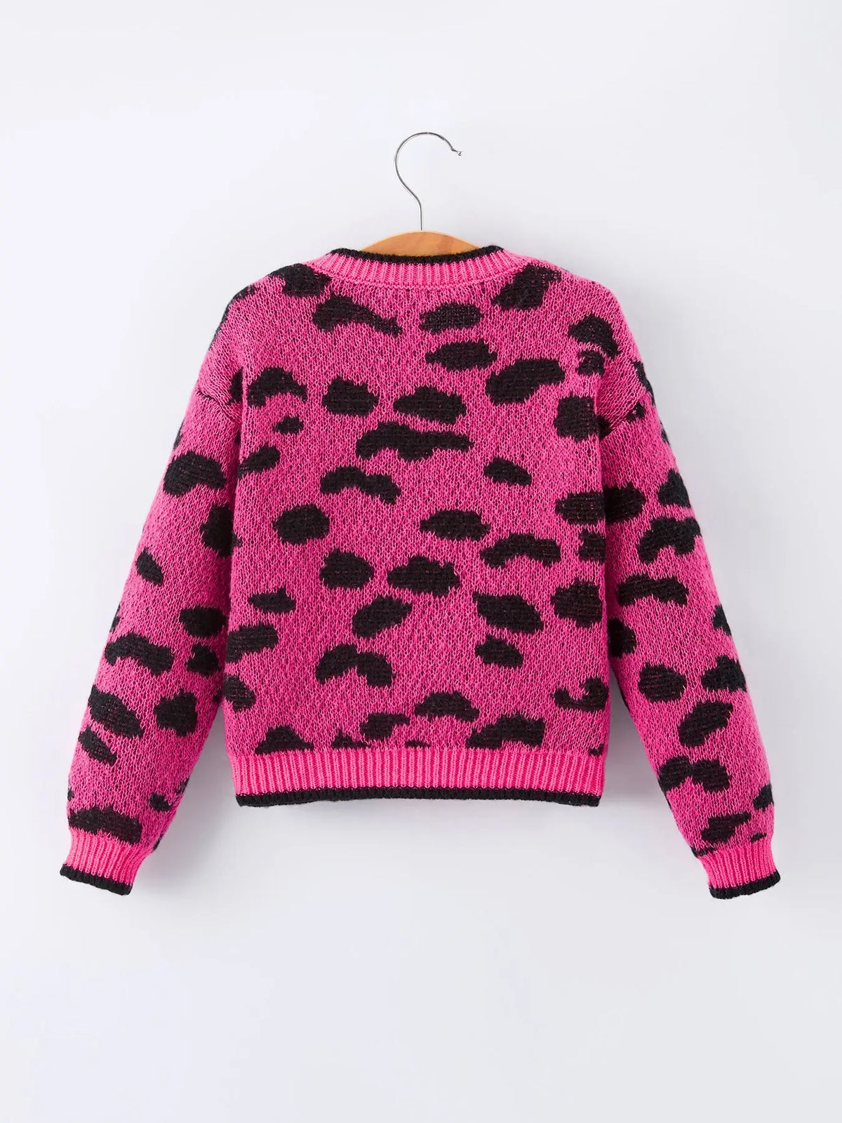 Fall Leopard Bow Girls Knit Cardigan
