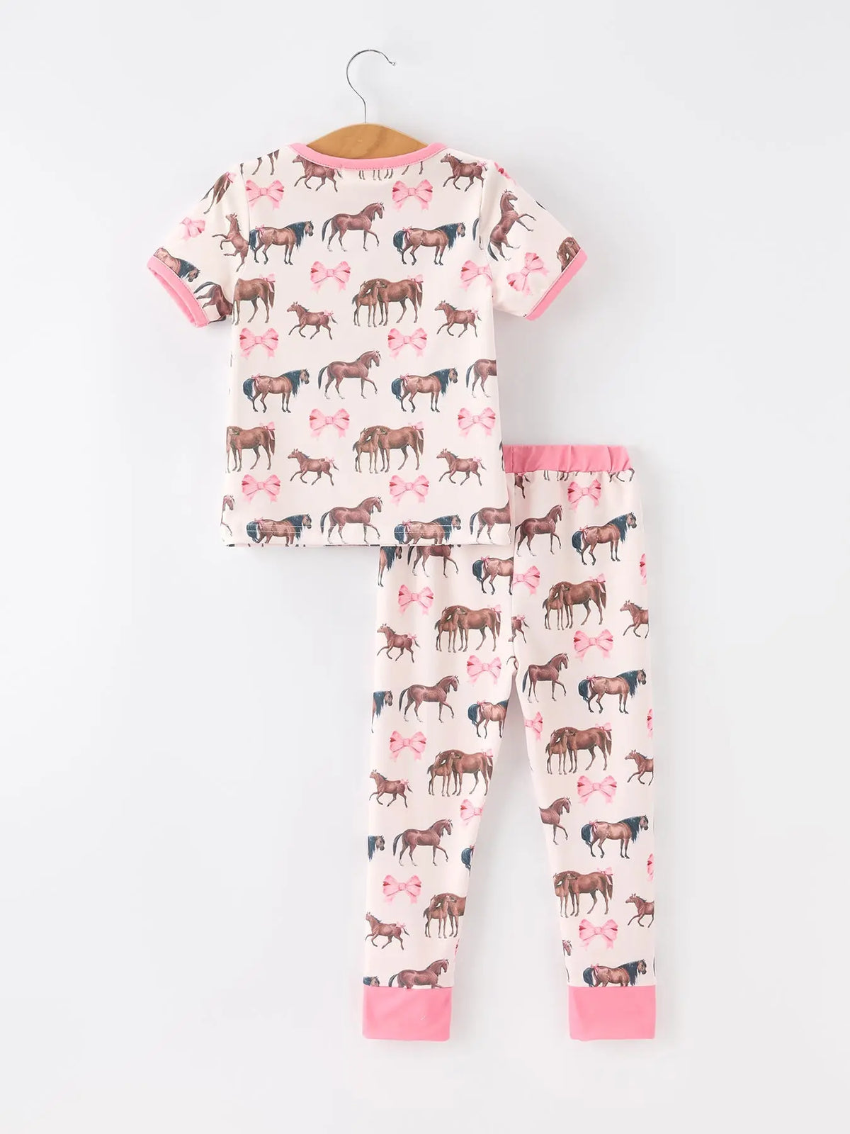 Girls Western Horse Bow Pajamas Set Print Rylee Faith Designs