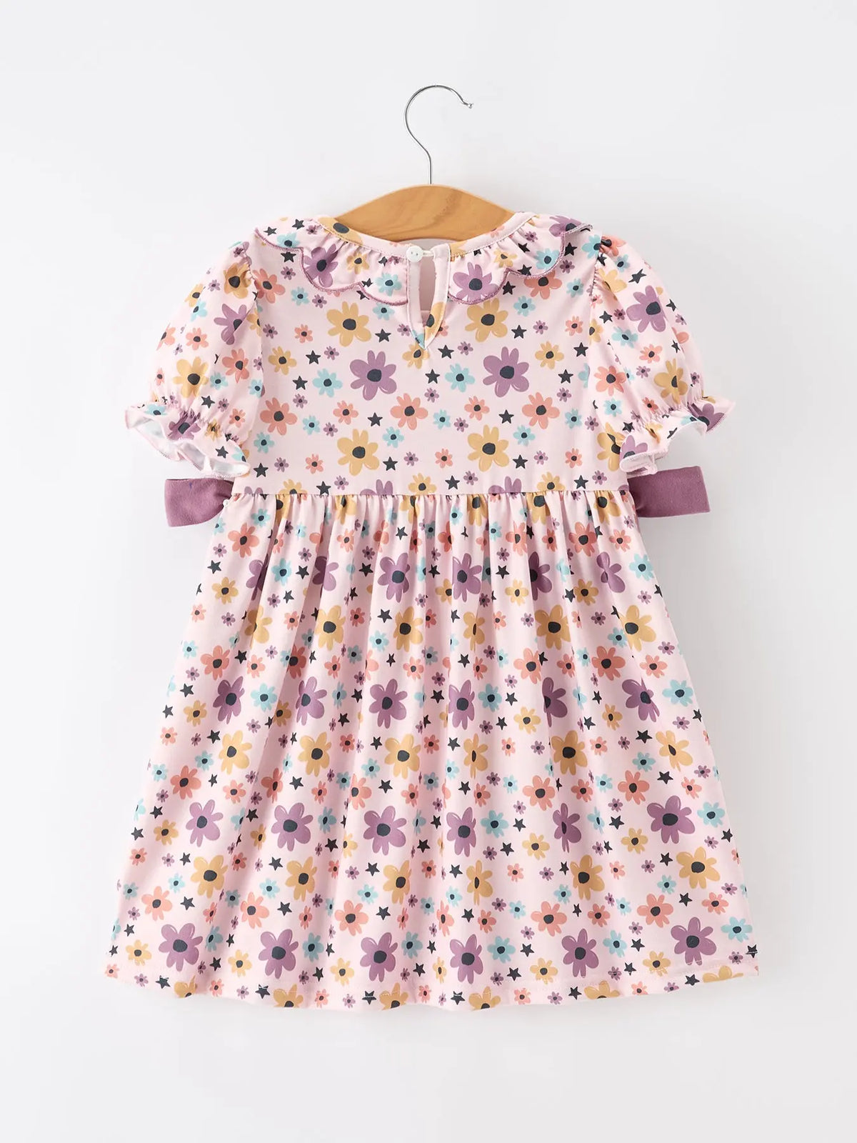 Halloween Thanksgiving Pumpkin Floral Bow Girls Dress