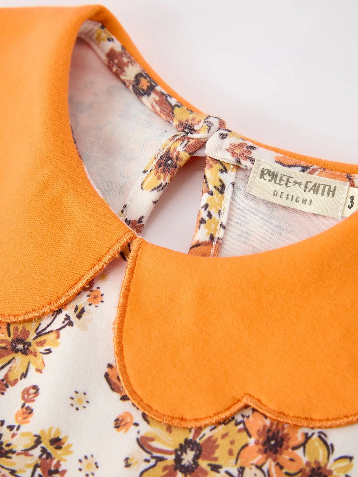 Fall Orange Floral Girl Dress Petals Collar