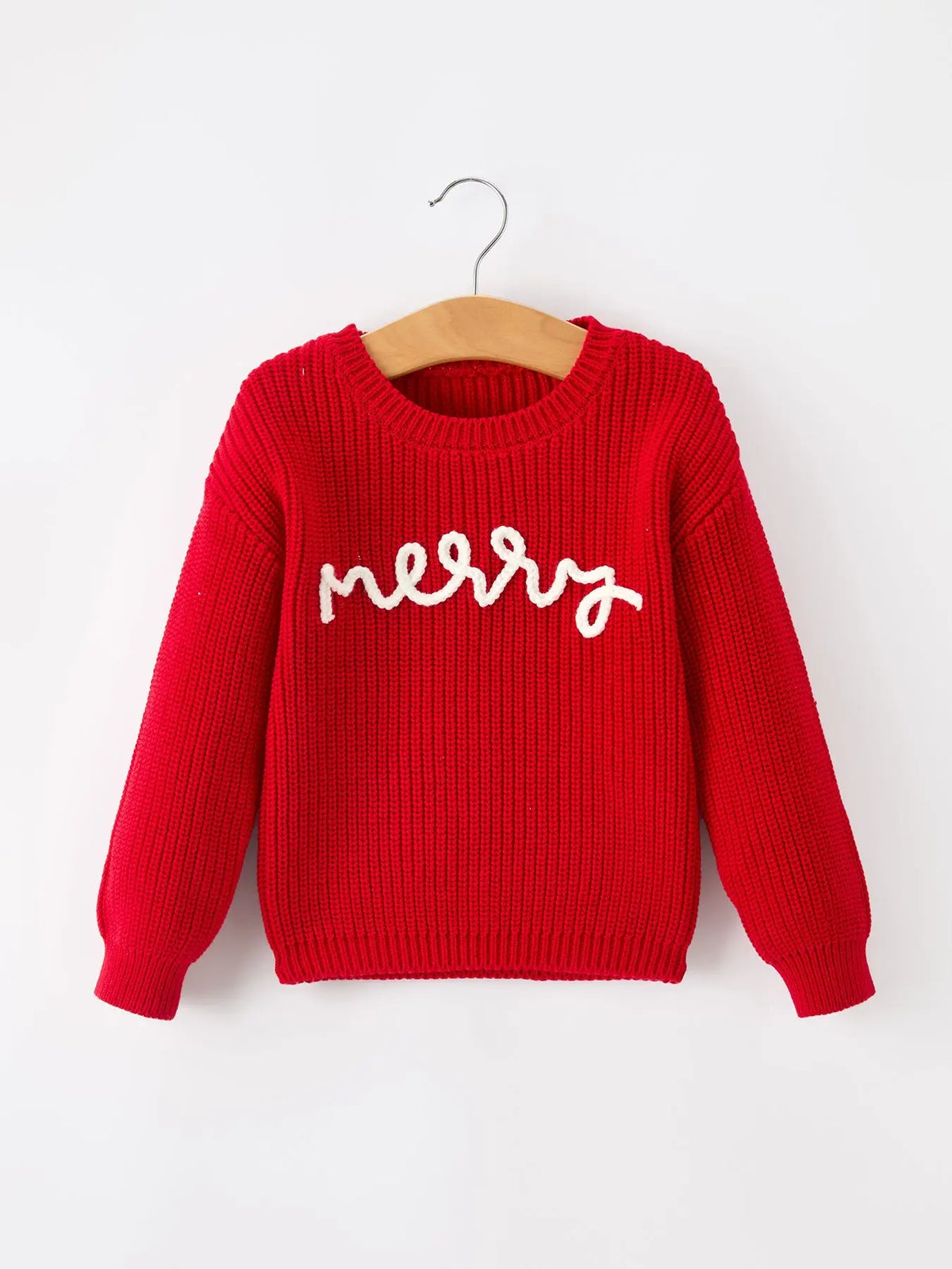 Red Christmas Girls “merry” Pullover Sweater Rylee Faith Designs