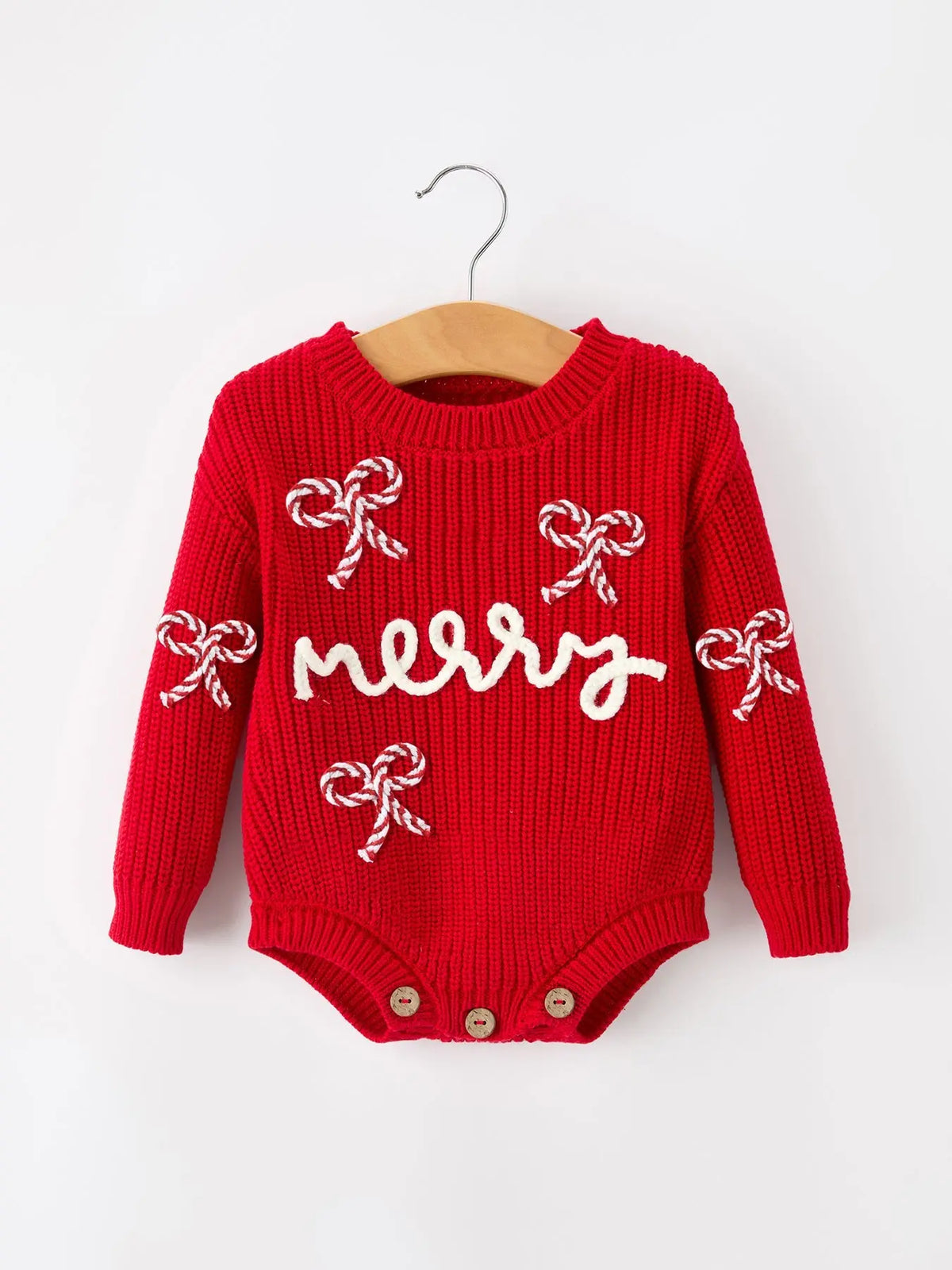 Christmas Candy Cane Merry Knit Baby Romper Rylee Faith Designs
