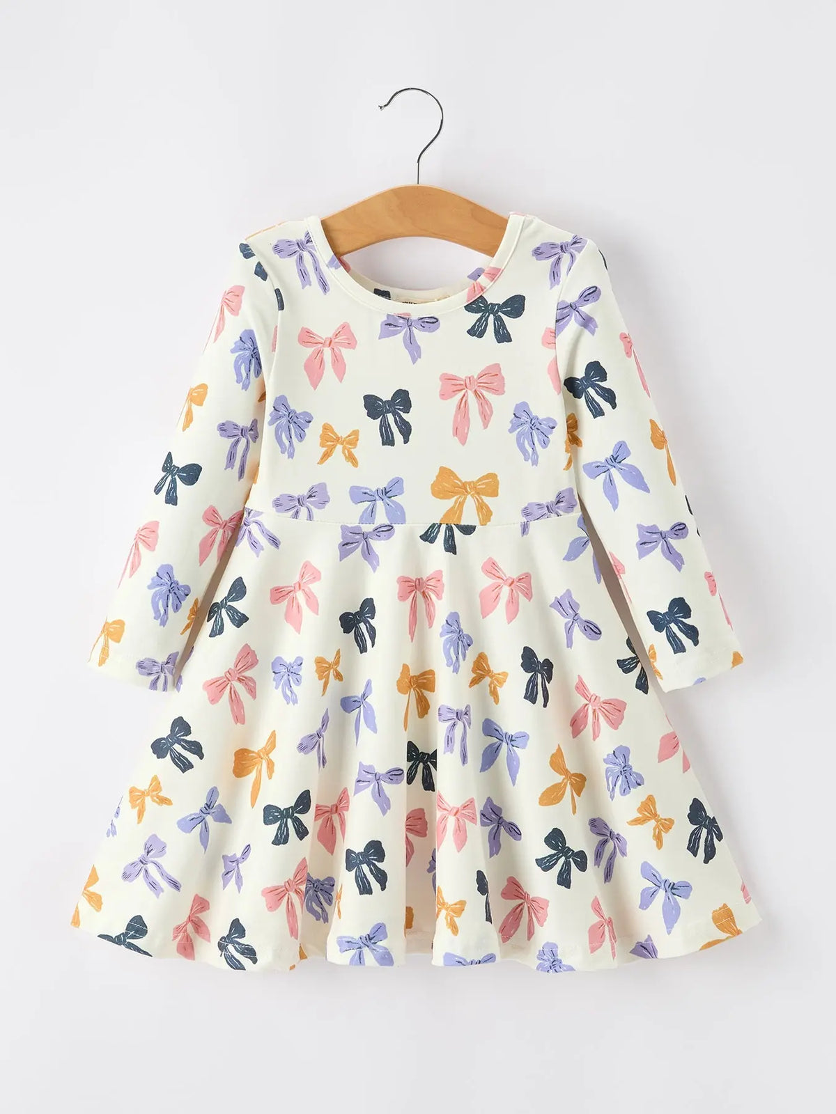 Halloween Bow Girls Dress Long Sleeve Twirl Dress