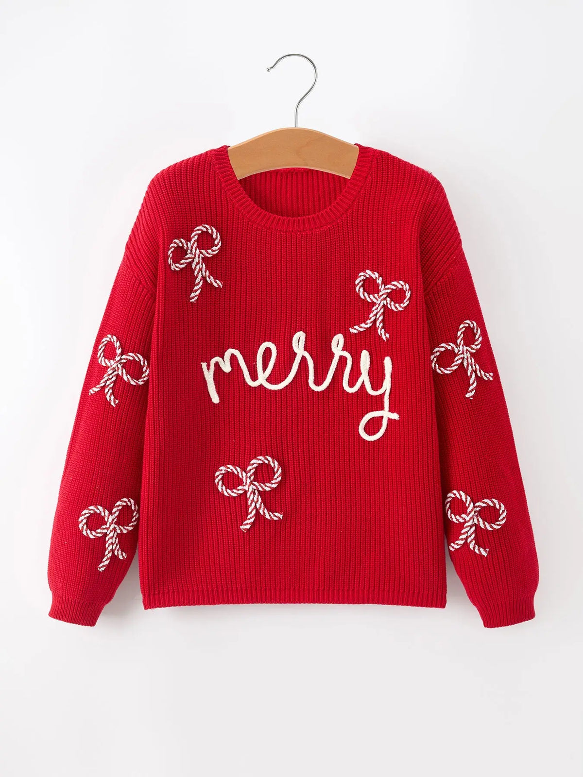 Mom and Me Winter Christmas Red "merry" Pullover Sweater Rylee Faith Designs