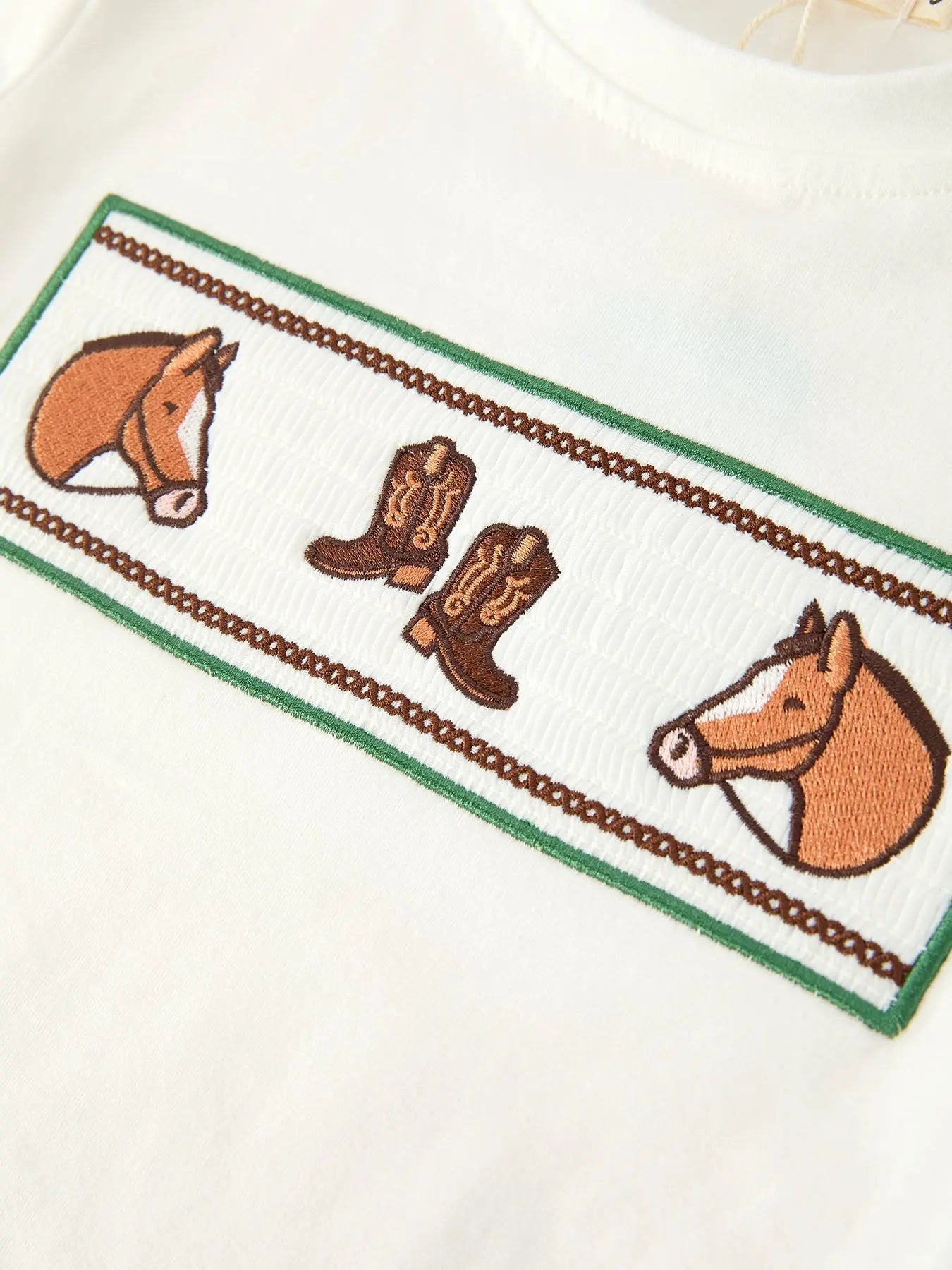 Western Plaid Horse Embroidery Boy Pants Set