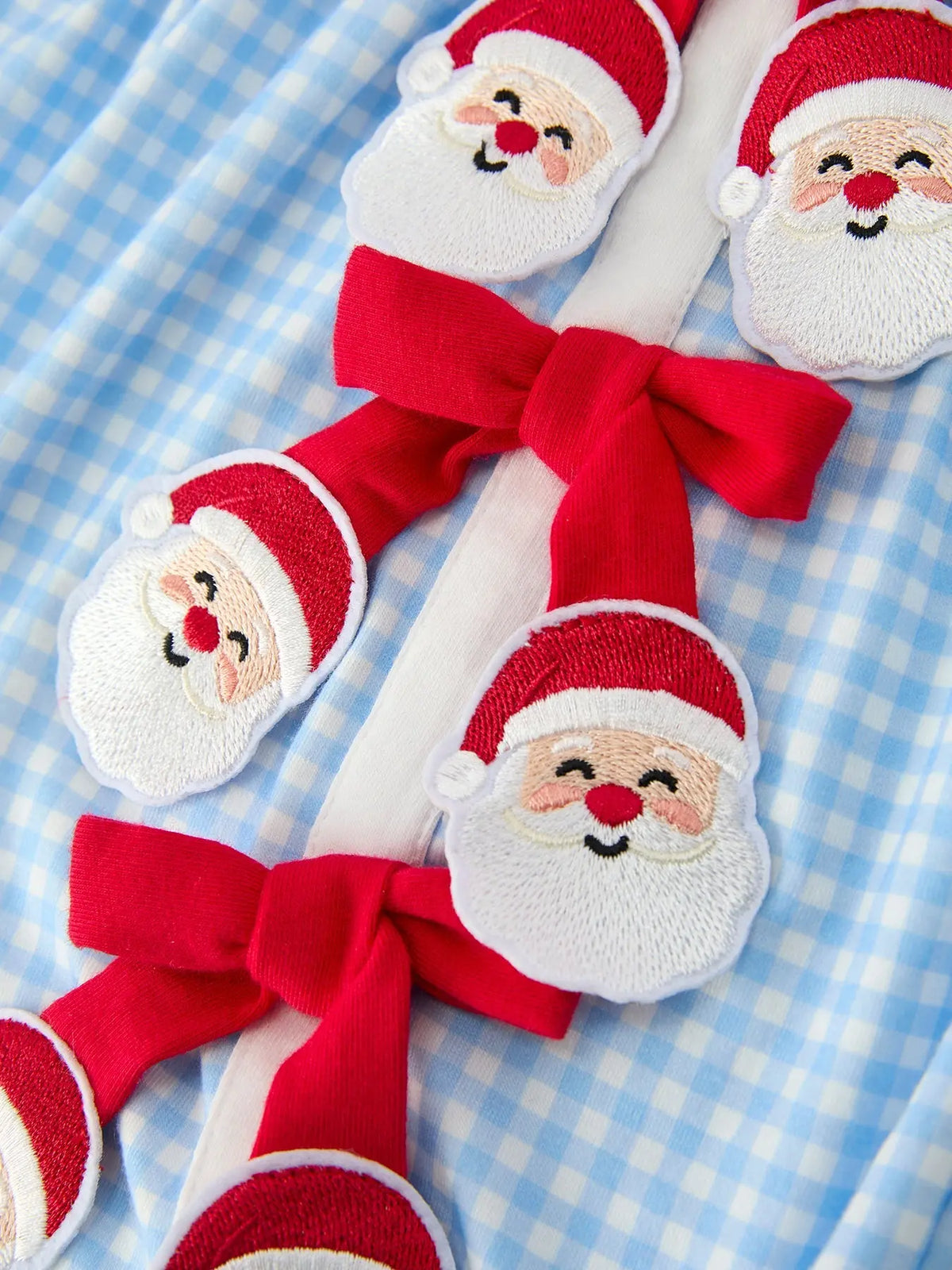 Christmas Santa Bow Plaid Girls Bubble Romper Rylee Faith Designs
