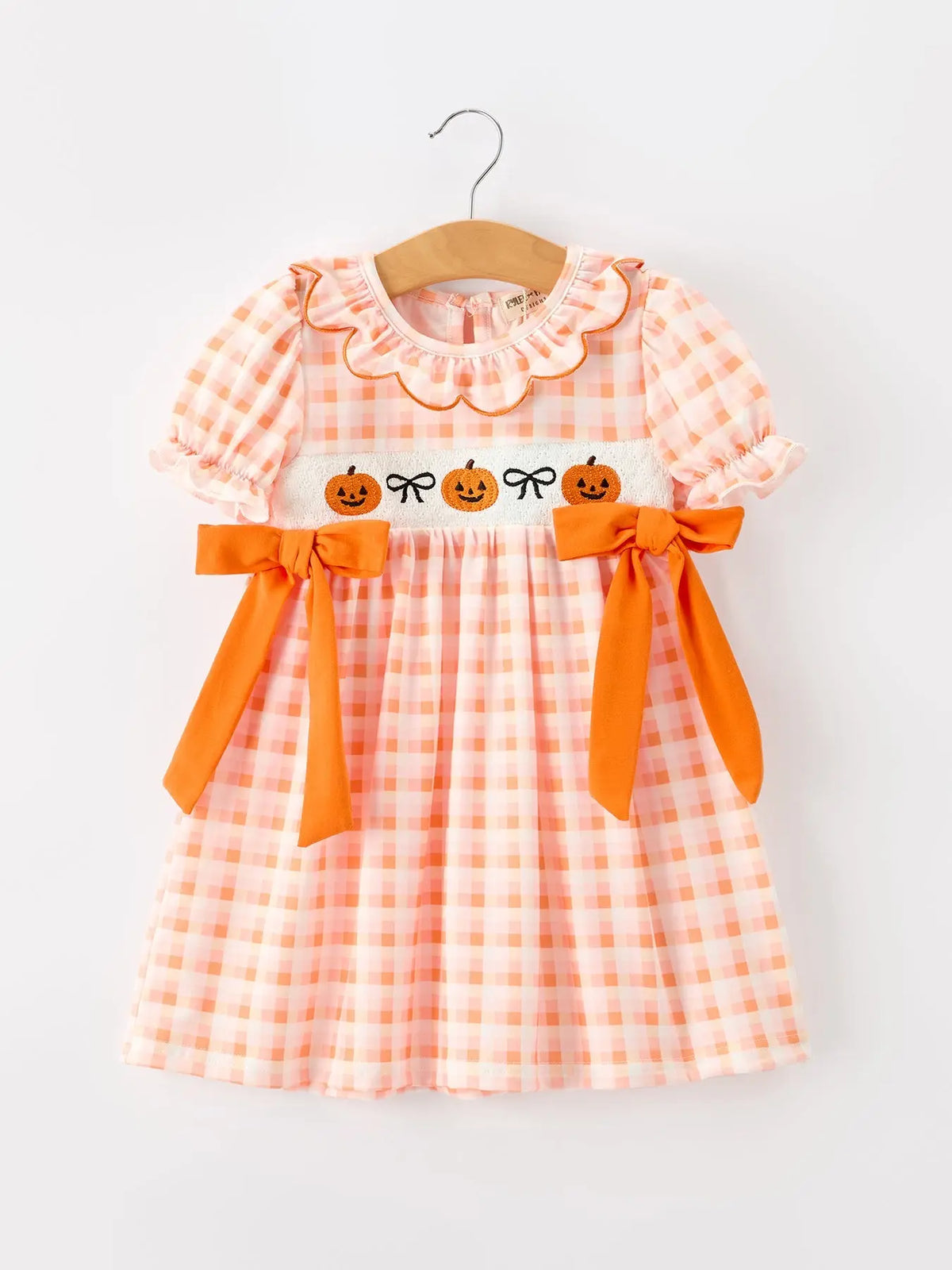 Halloween Plaid & Pumpkin Girls Dress