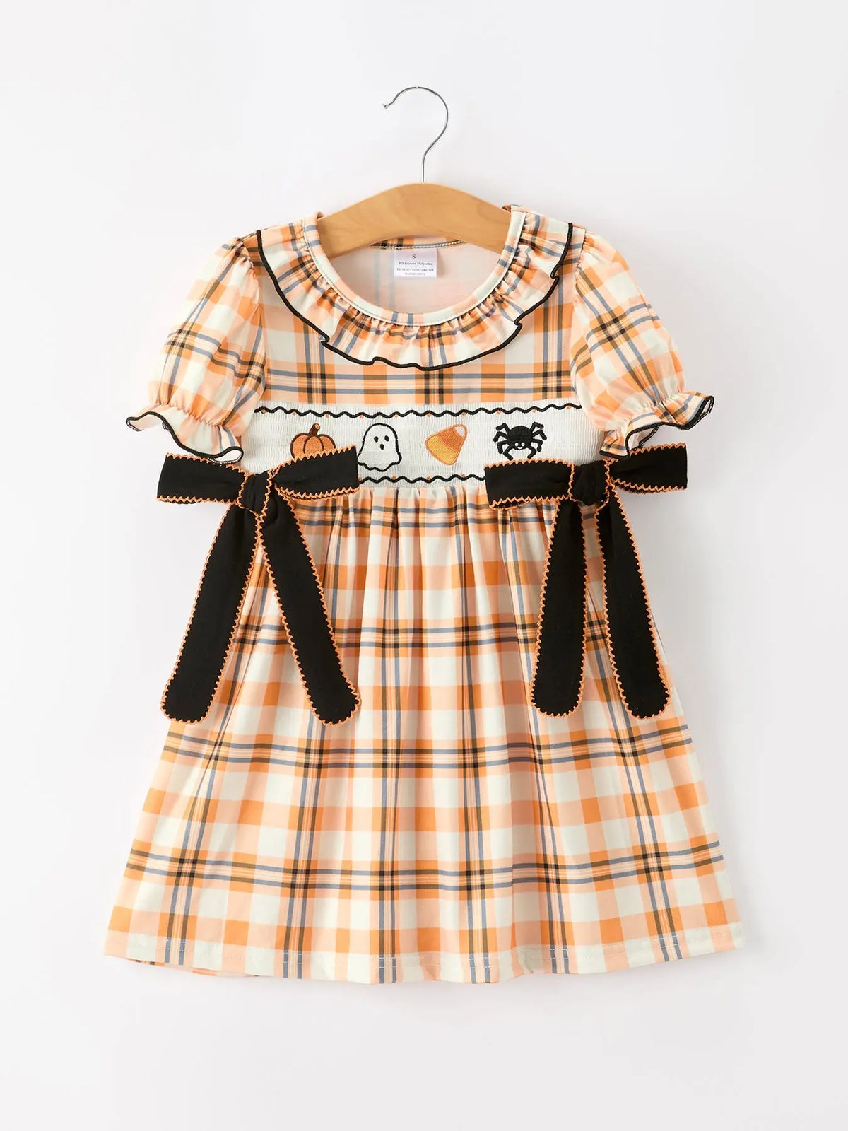 Halloween Plaid & Pumpkin Girls Dress
