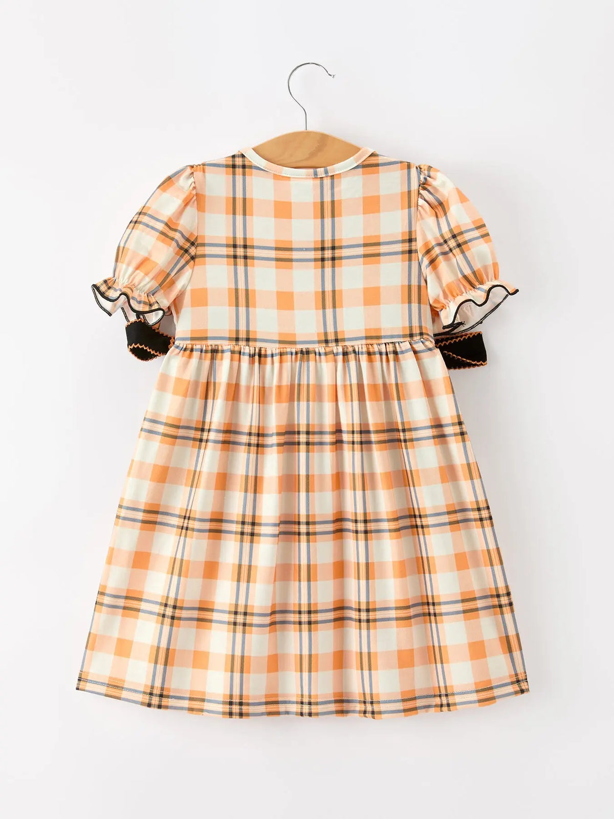 Halloween Plaid & Pumpkin Girls Dress