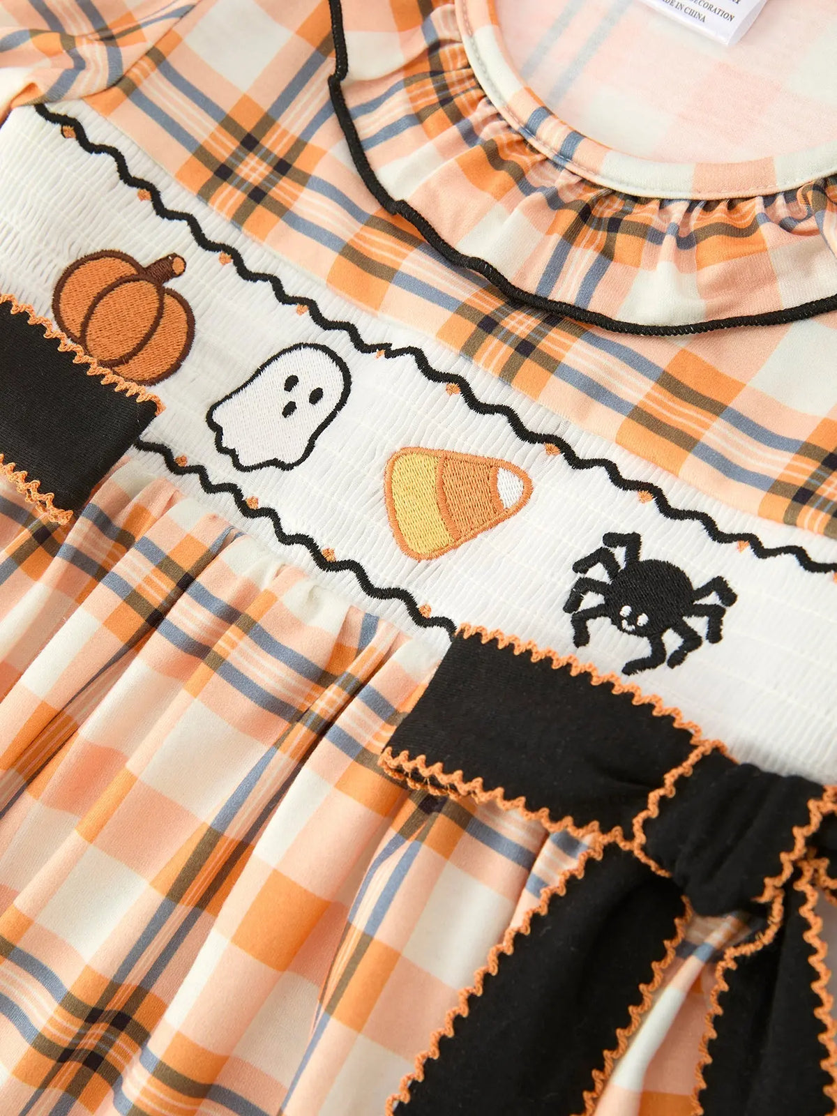 Halloween Plaid & Pumpkin Girls Dress