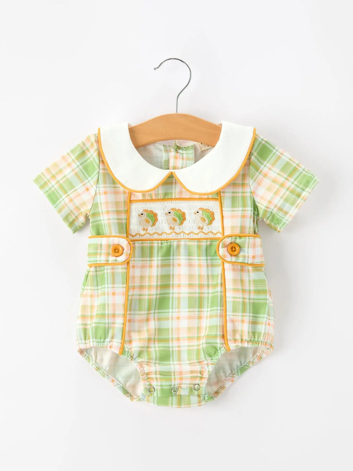 Thanksgiving Turkey Smocked Baby Boy JonJon Rylee Faith Designs