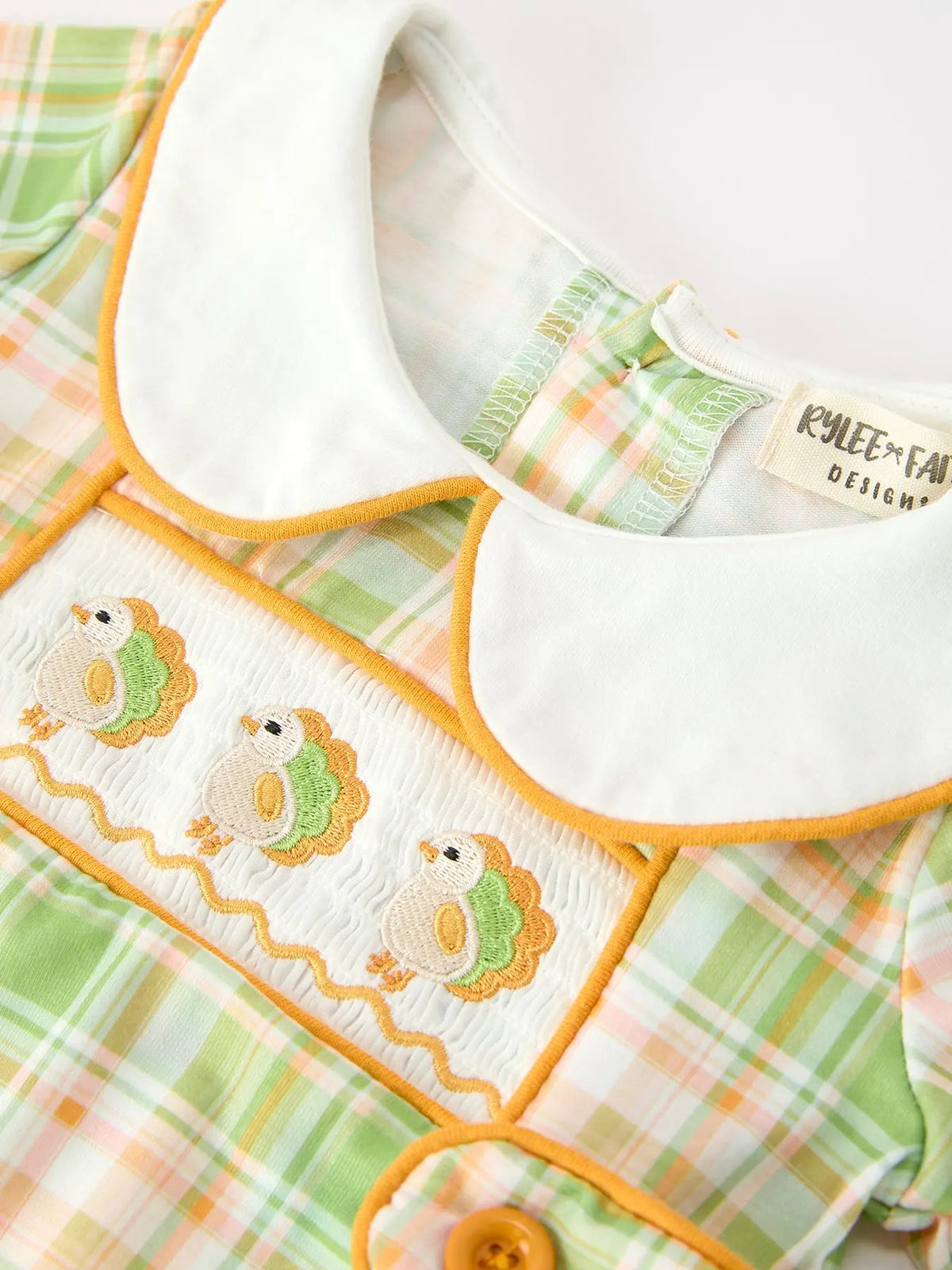 Thanksgiving Turkey Smocked Baby Boy JonJon Rylee Faith Designs