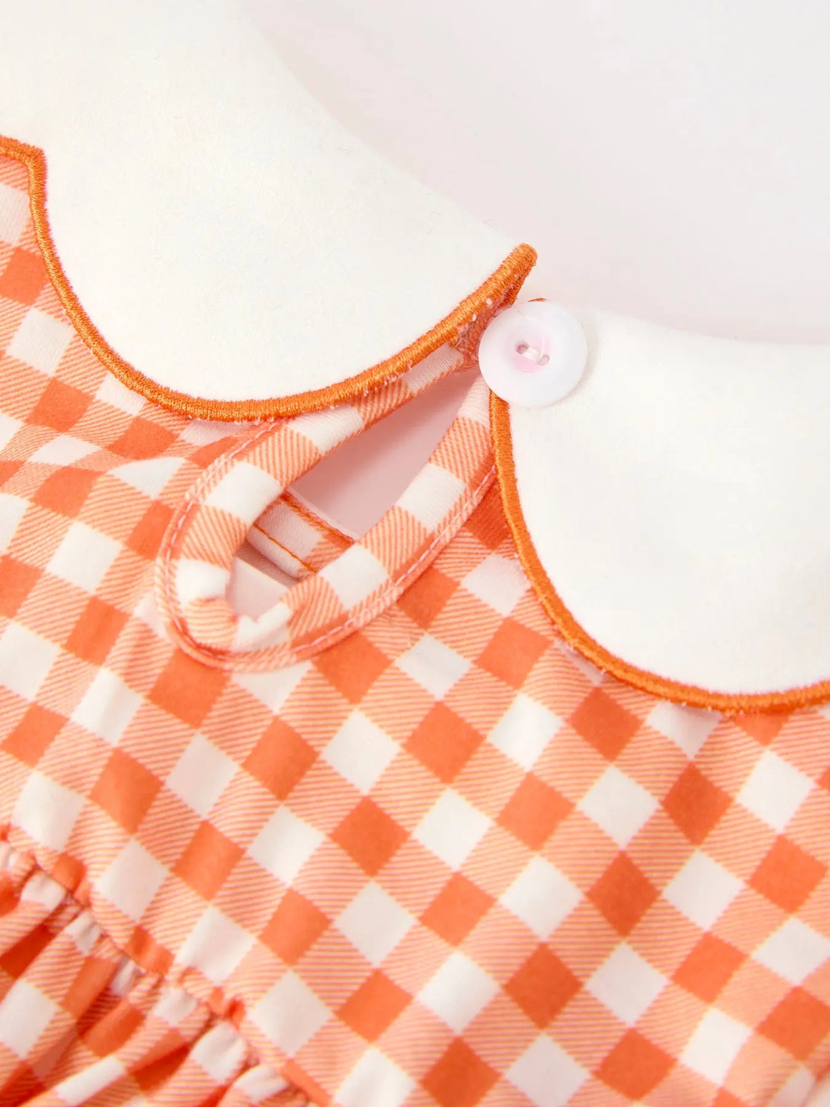 Fall Pumpkin Embroidered Puff Sleeve Girls Dress