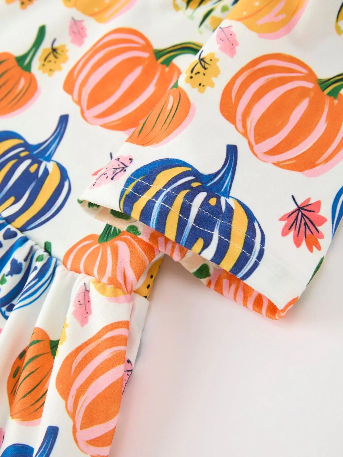 Halloween Pumpkin Print Girls Ruffle Hem Dress