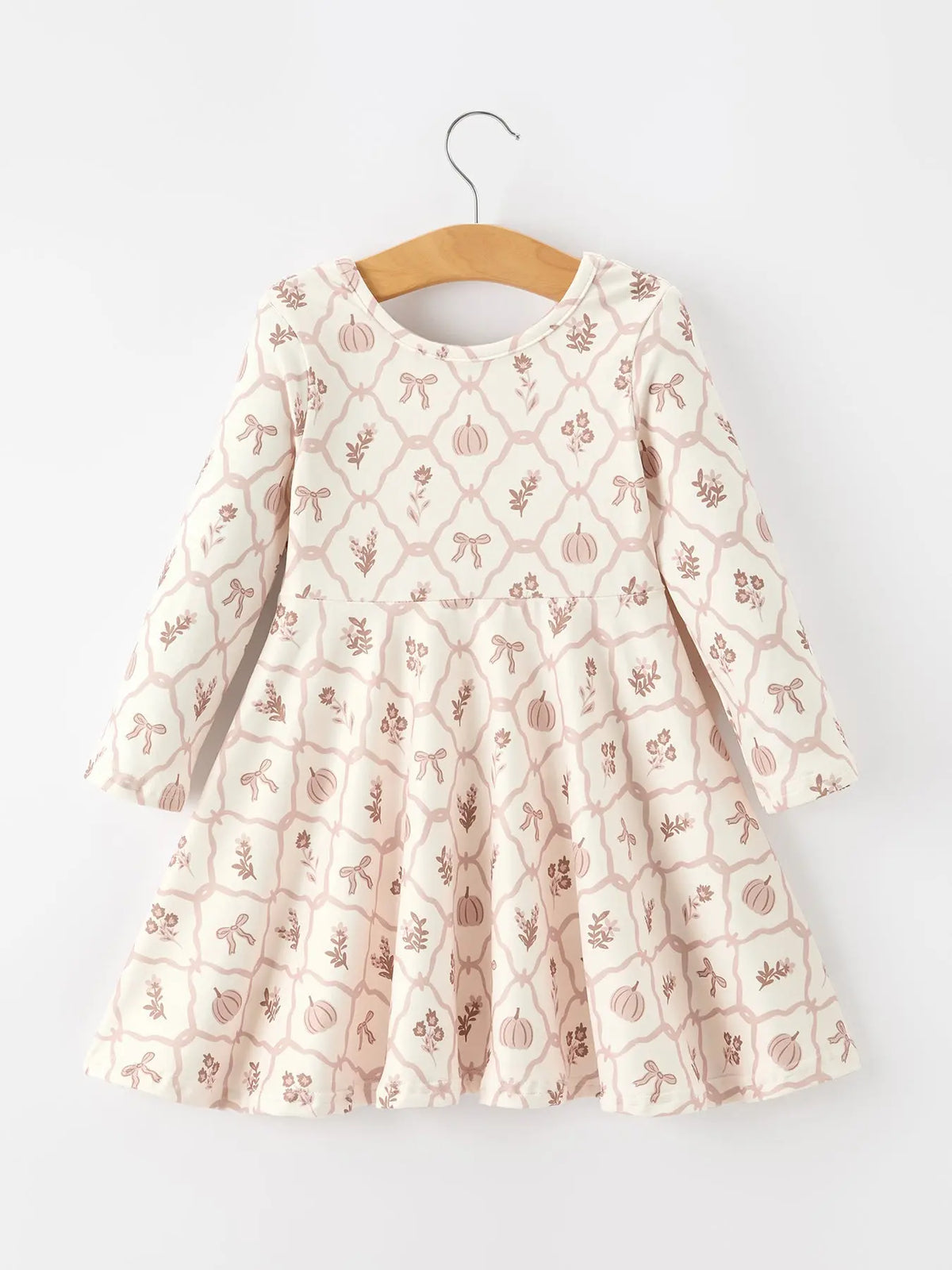 Fall Pumpkin Bow Girls Twirl Dress