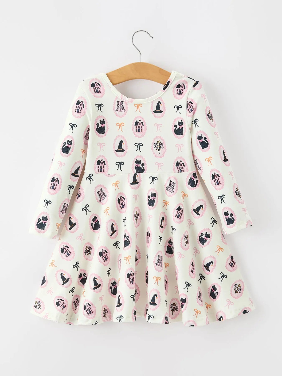 Halloween Vintage Cameo Print Girls Twirl Dress