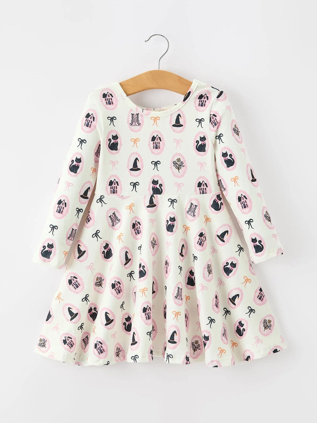 Halloween Vintage Cameo Print Girls Twirl Dress