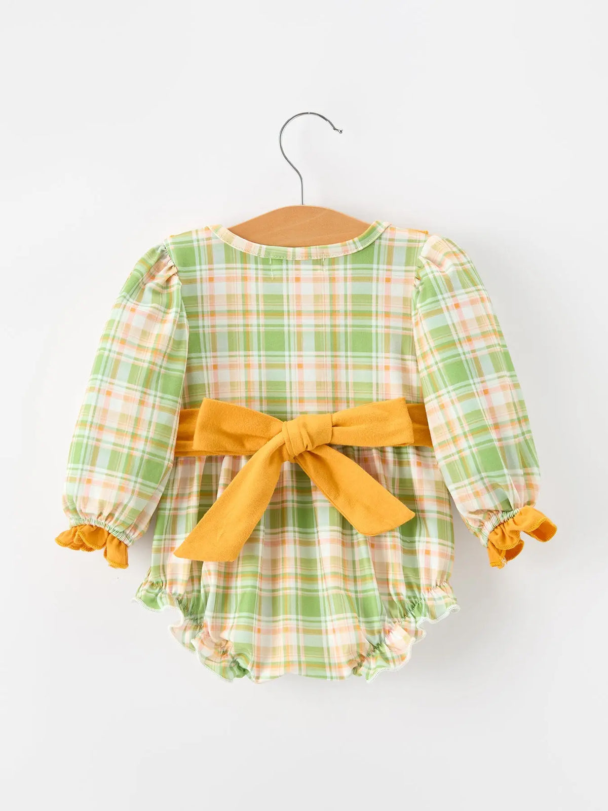 Thanksgiving Turkey Plaid Baby Girl Bubble Romper Rylee Faith Designs