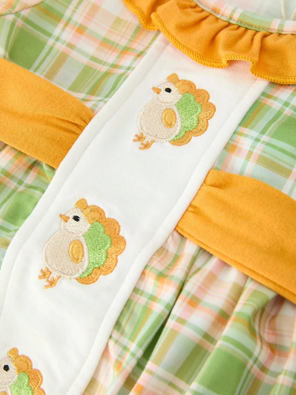 Thanksgiving Turkey Plaid Baby Girl Bubble Romper Rylee Faith Designs