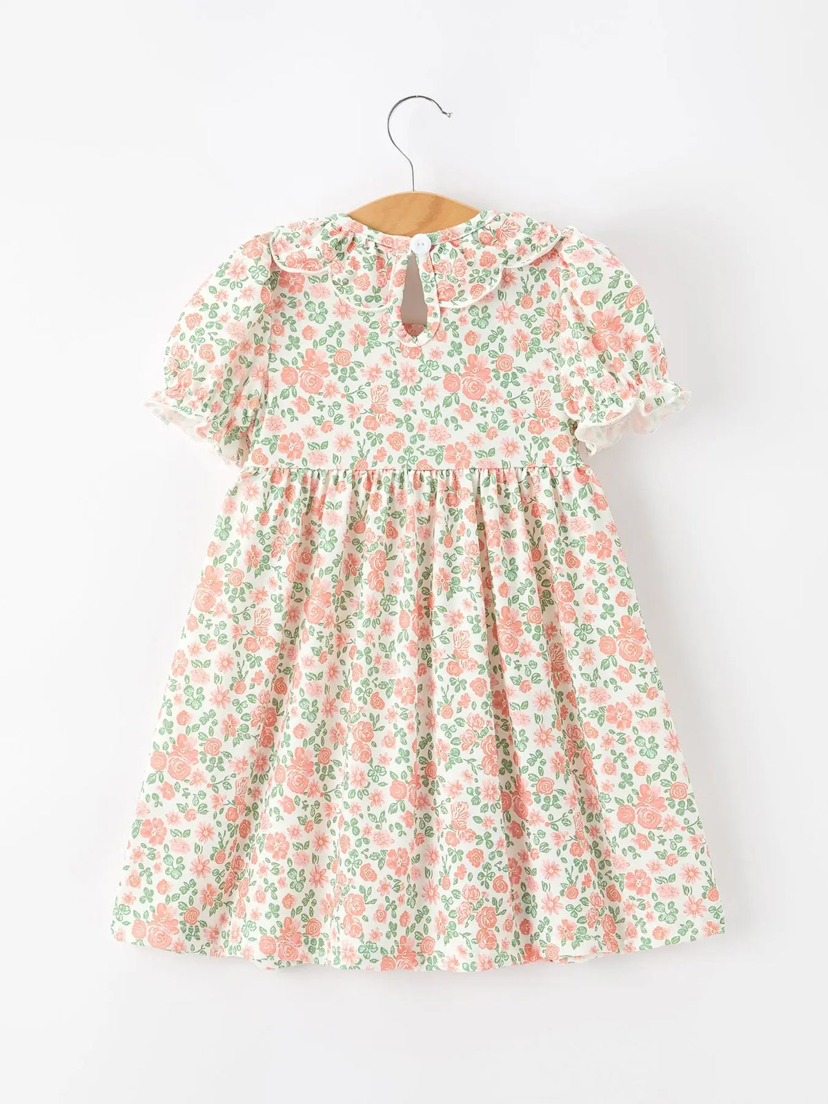 Fall Blush Floral Girls Dress Smocked Petal Collar
