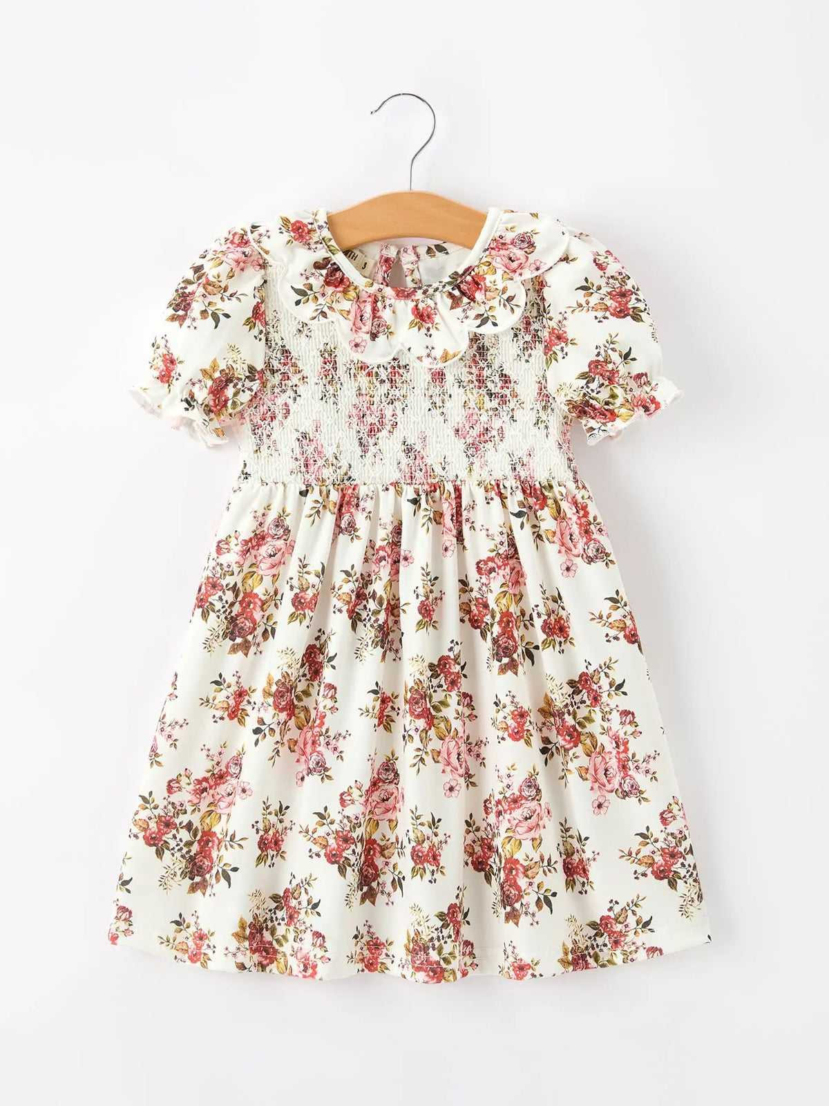 Fall Garden Girls Dress Smocked Petal Collar Bow