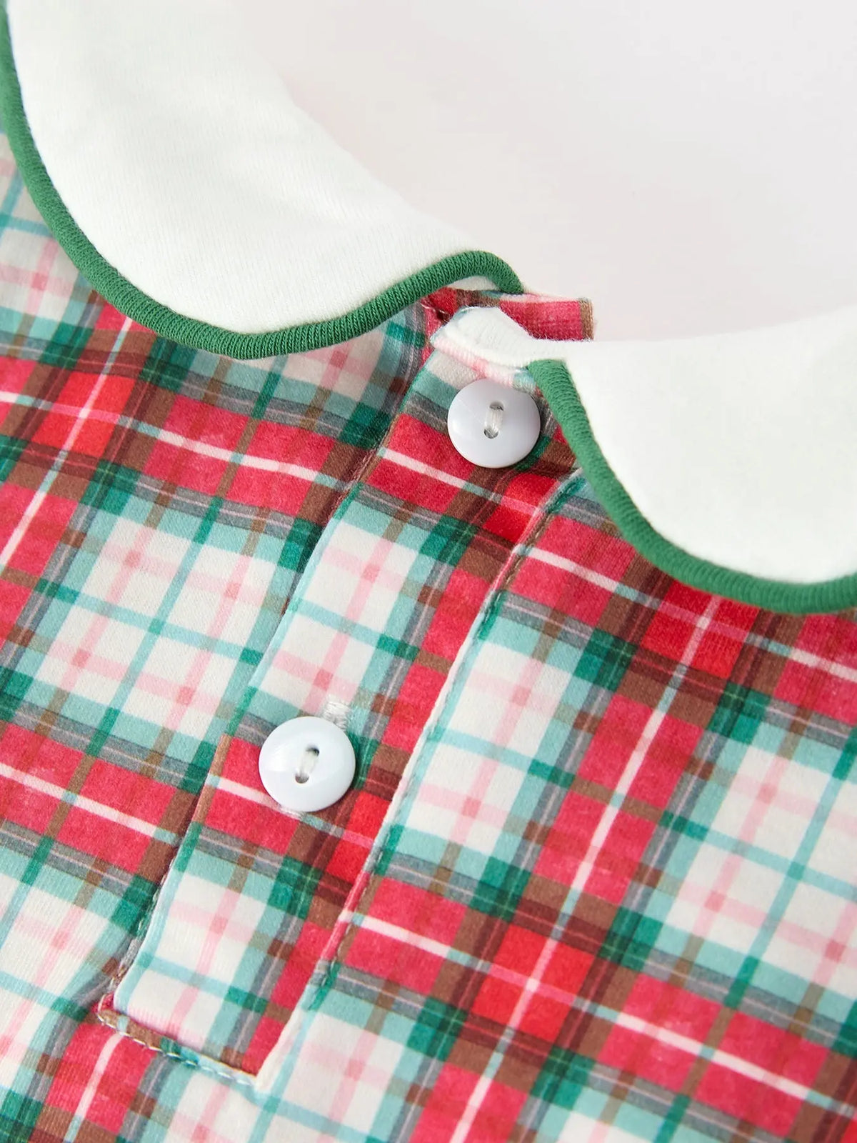 Christmas Tree Plaid Boys Romper Peter Pan Collar Smocked Rylee Faith Designs