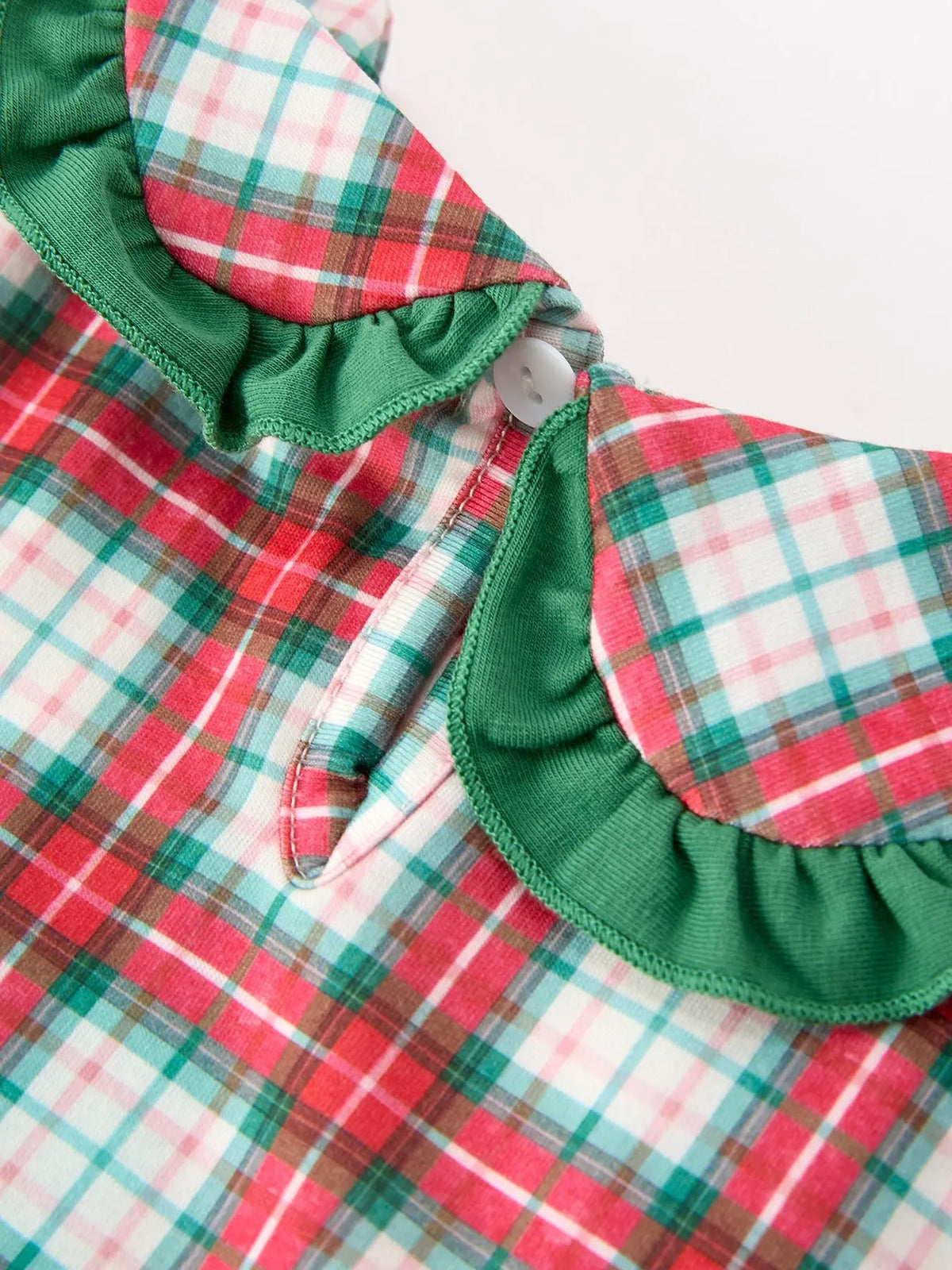 Christmas Tree Plaid Girls Dress Petals Collar Ruffle Rylee Faith Designs