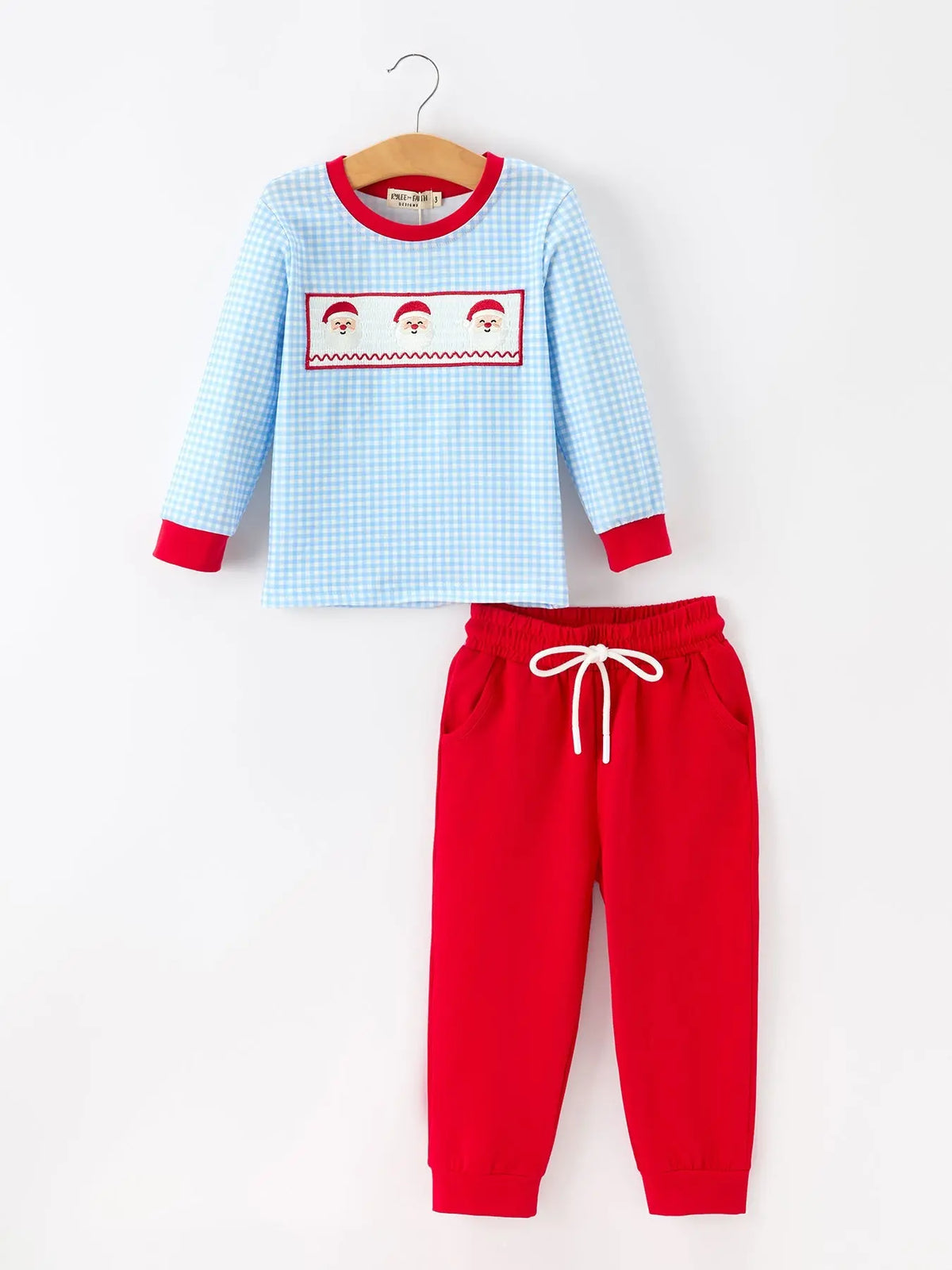 Christmas Santa Smocked Embroidered Boys Pant Set Rylee Faith Designs