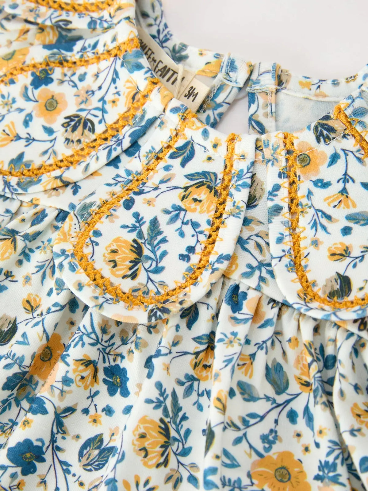 Floral Girls Outfit Set Yellow Puff Sleeve Top Bloomers Set Rylee Faith Designs