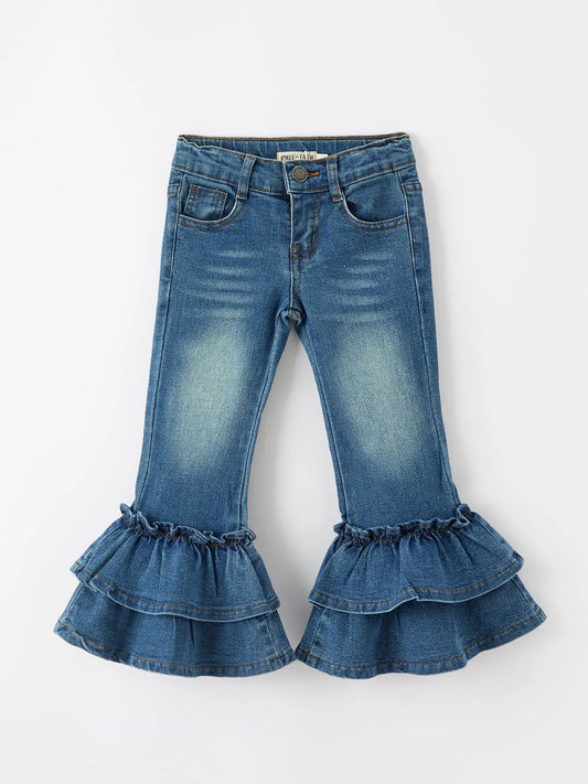 Girls Denim Flared Pants