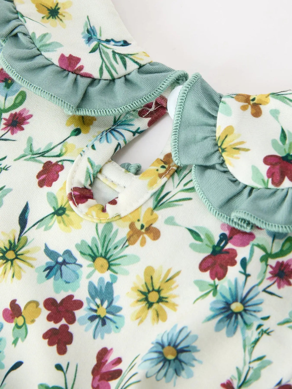 Green Floral Girls Dress Petal Collar Bow Waist Puff Sleeve Dress Rylee Faith Designs