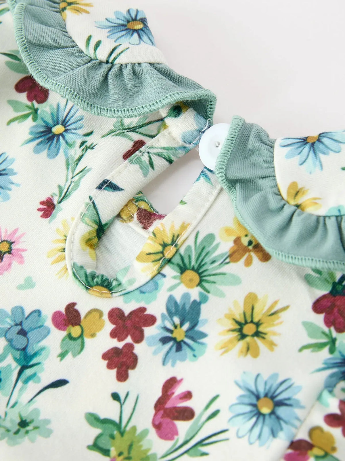 Green Floral Girls Outfit Set Ruffle Collar Bow Baby Bloomer Set Rylee Faith Designs