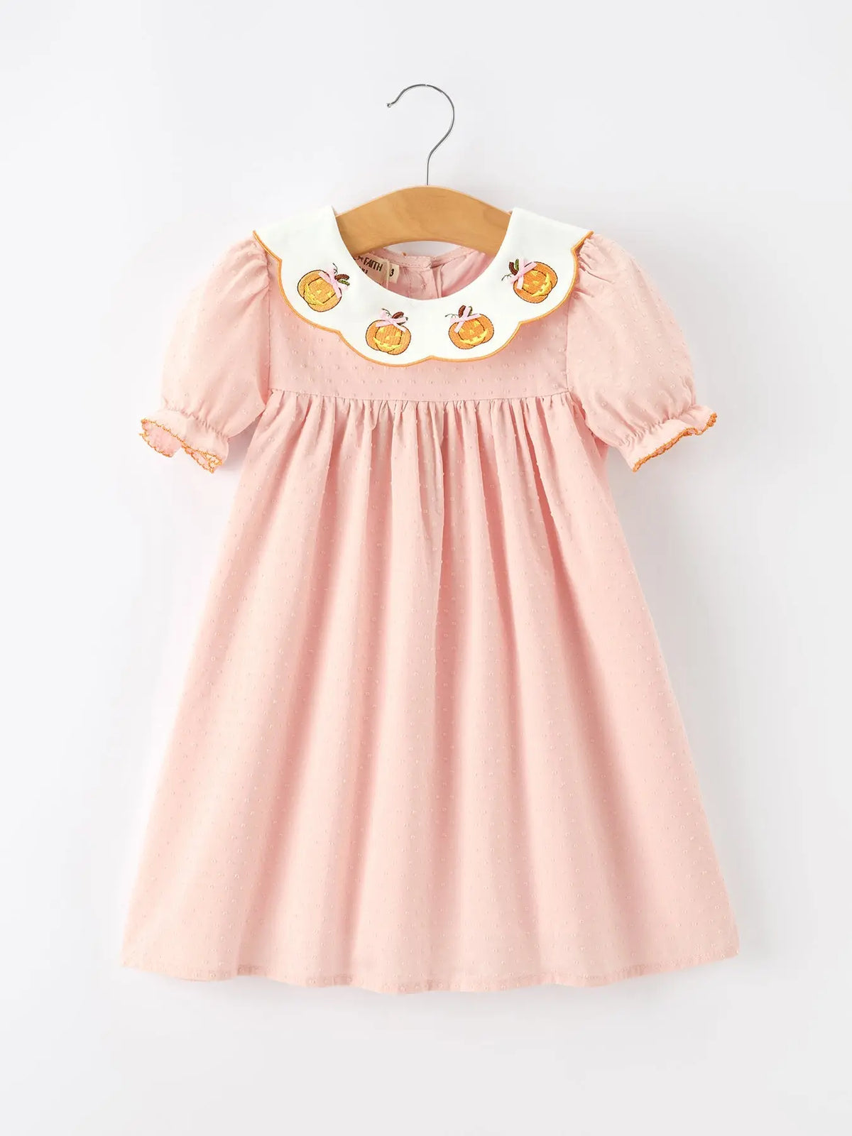 Halloween Pumpkin Applique Girls Puff Sleeve Dress Rylee Faith Designs