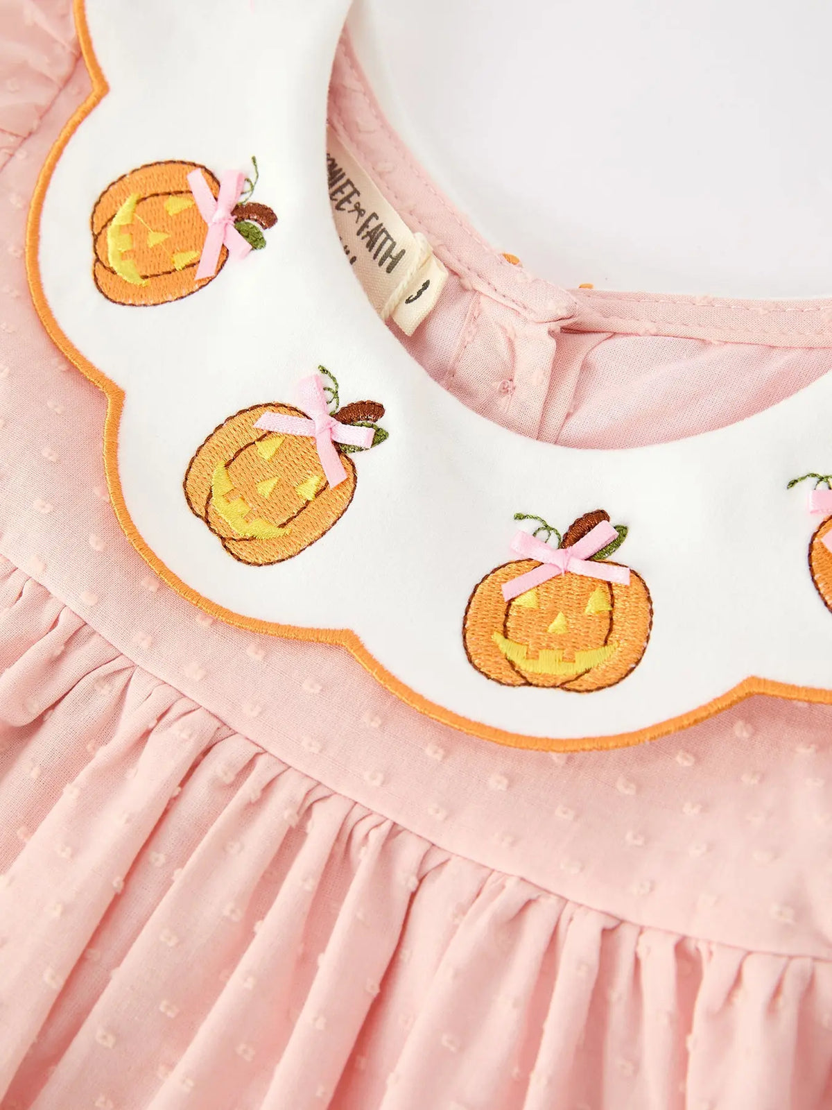 Halloween Pumpkin Applique Girls Puff Sleeve Dress Rylee Faith Designs