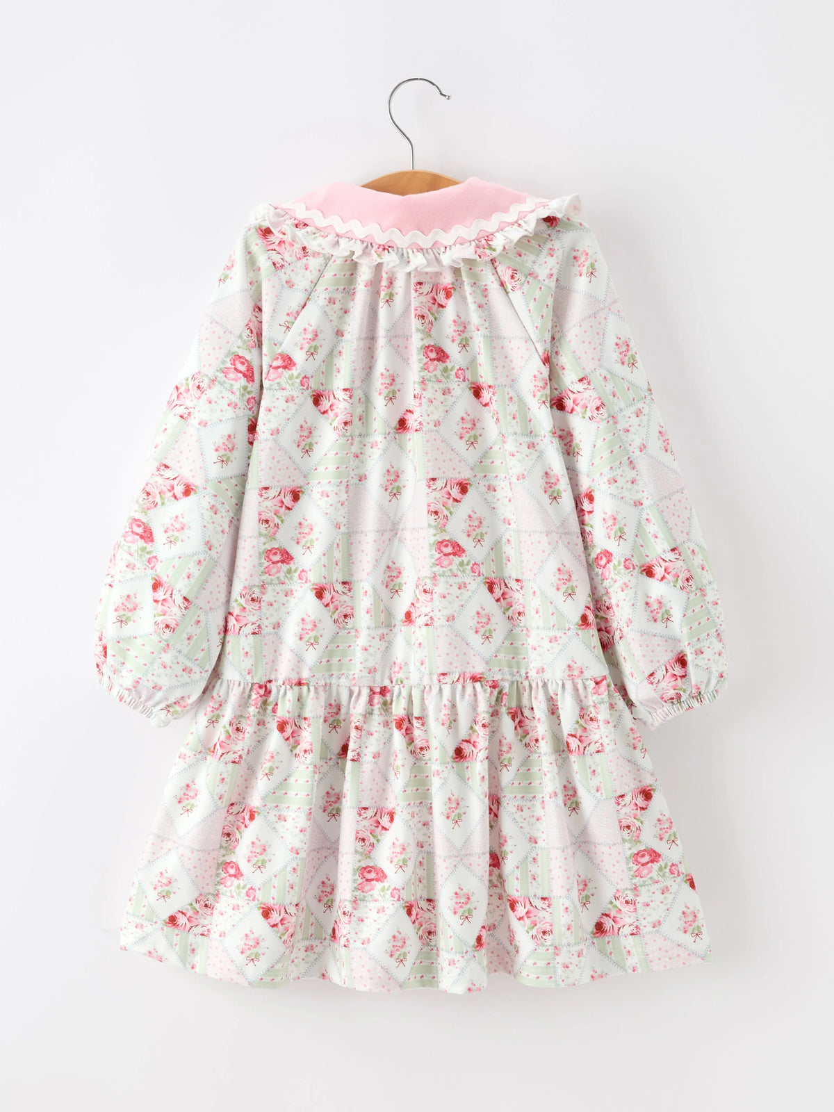 Fall Girls Floral Peter Pan Collar Ruffle Long-sleeved Dress