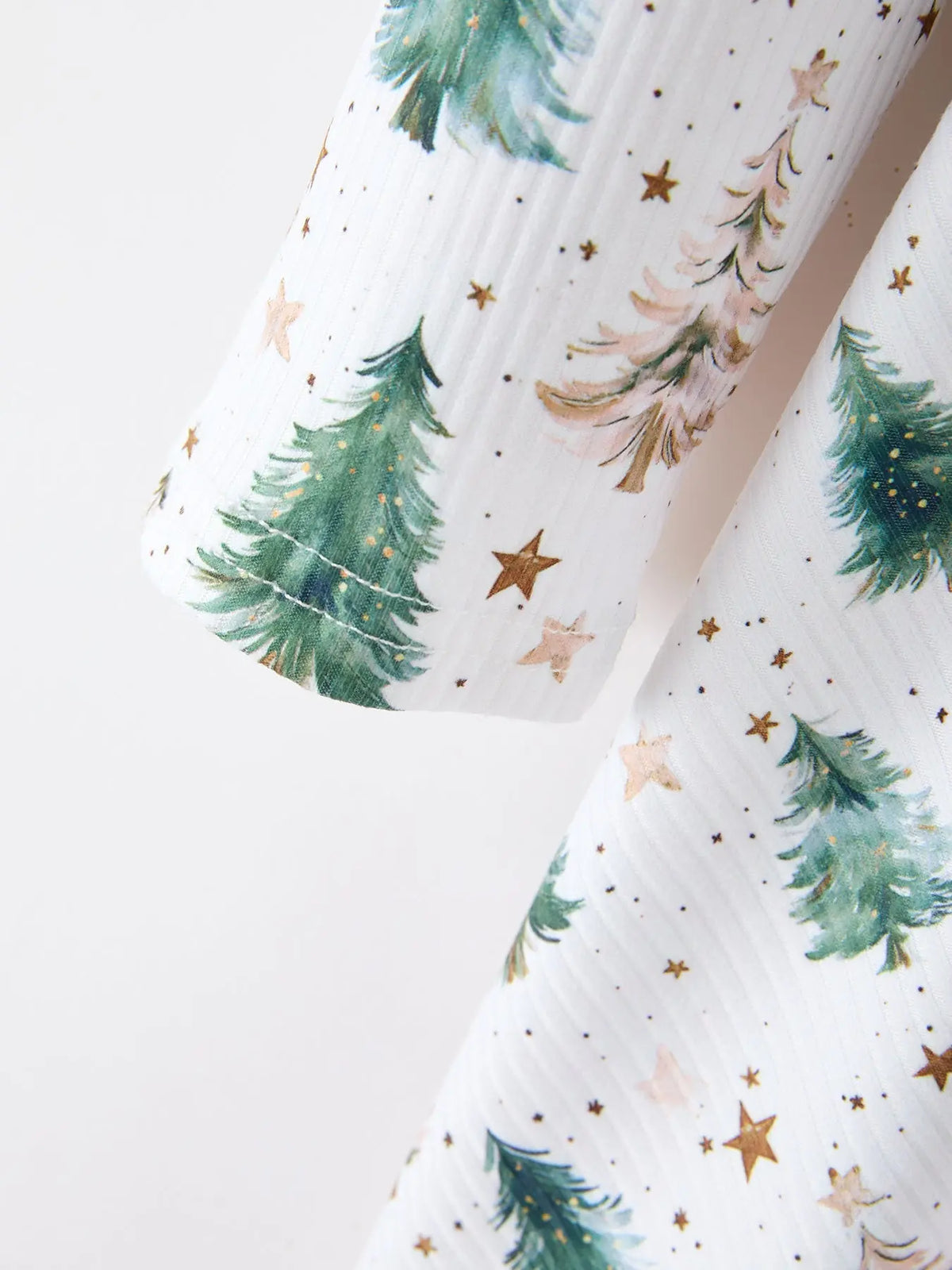 Girls Christmas Tree & Star Ribbed Print Twirl Dress Rylee Faith Designs