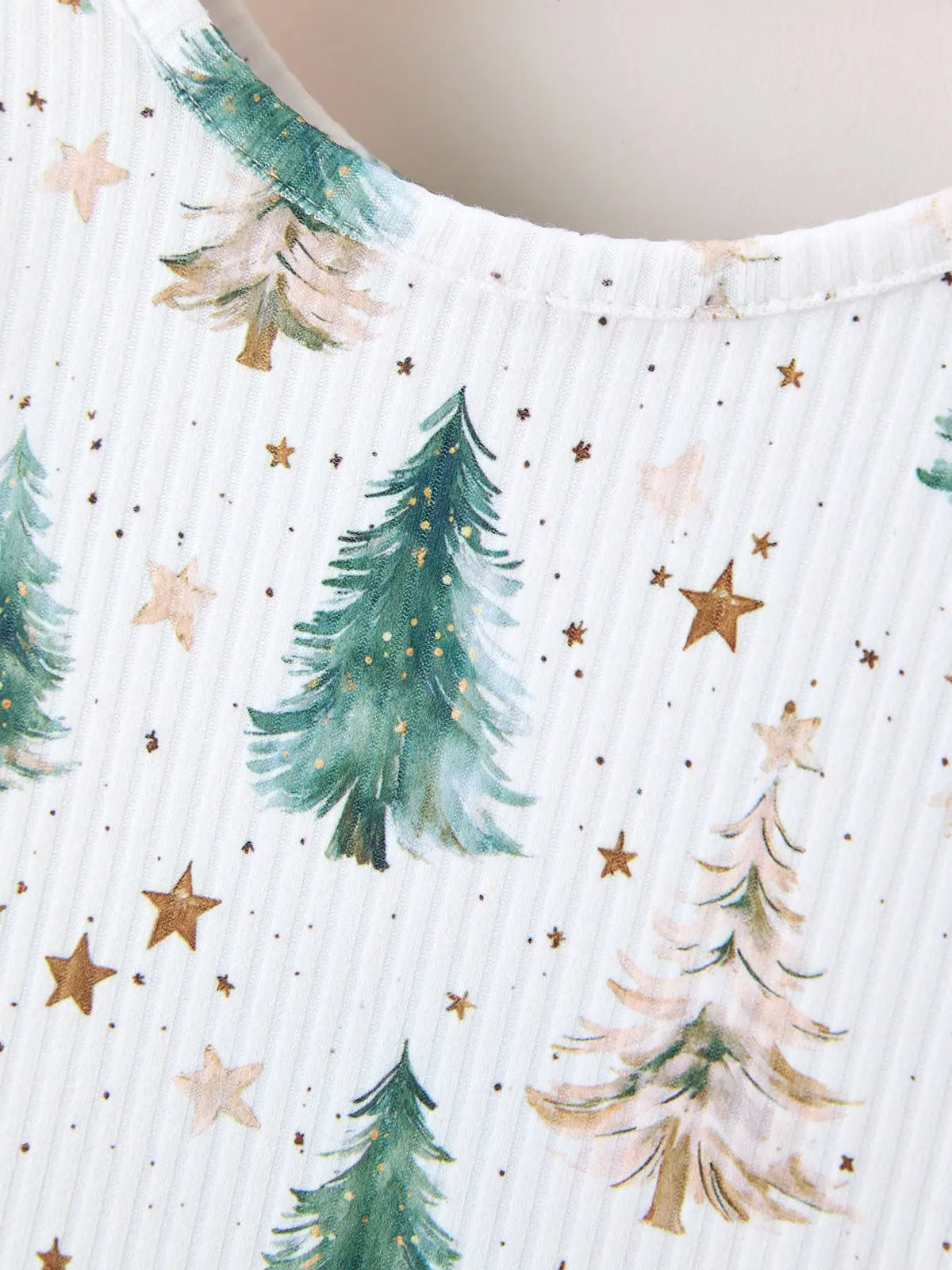 Girls Christmas Tree & Star Ribbed Print Twirl Dress Rylee Faith Designs