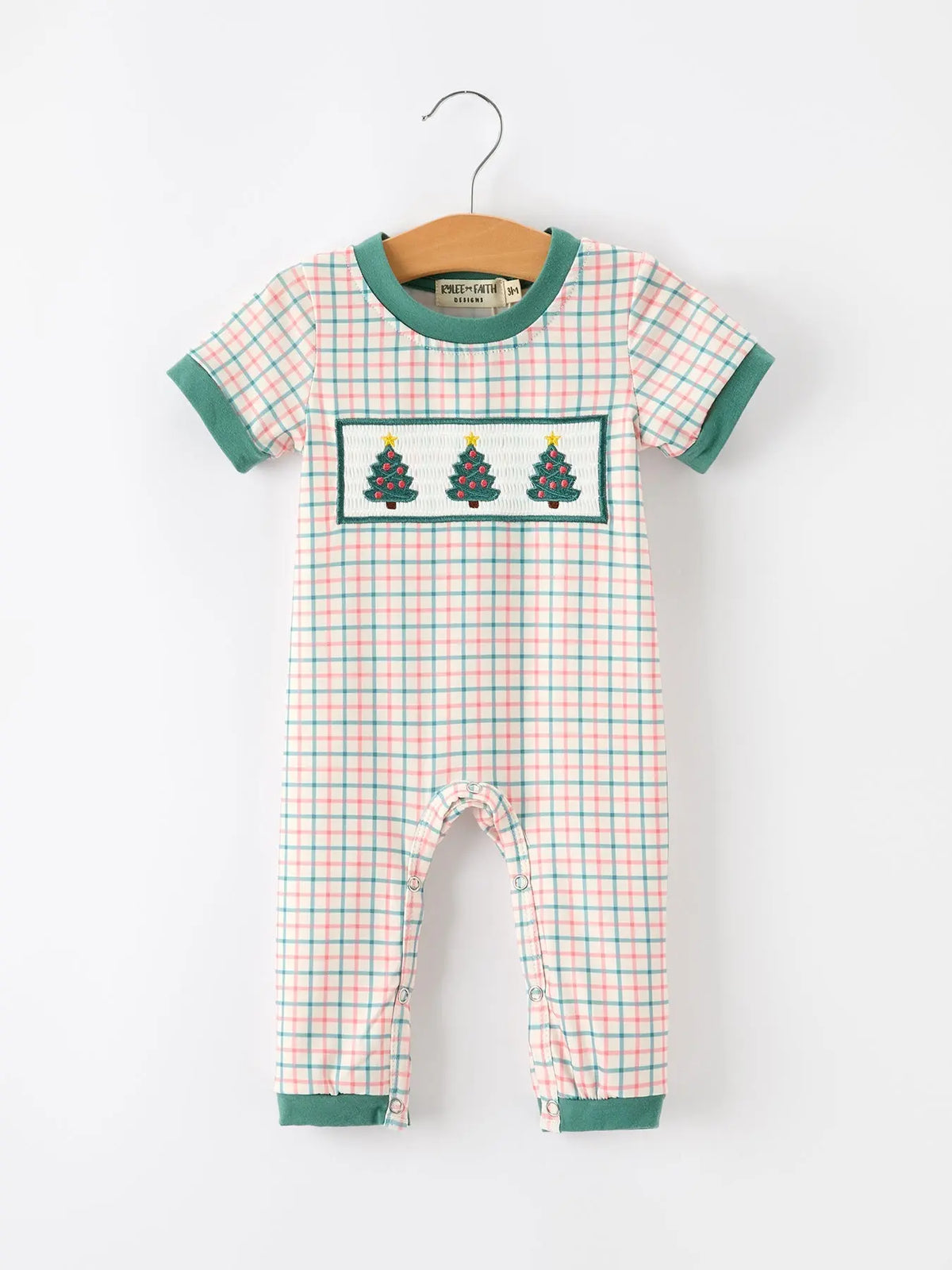 Baby Boy Christmas Embroidered Plaid Jonjon Romper Rylee Faith Designs