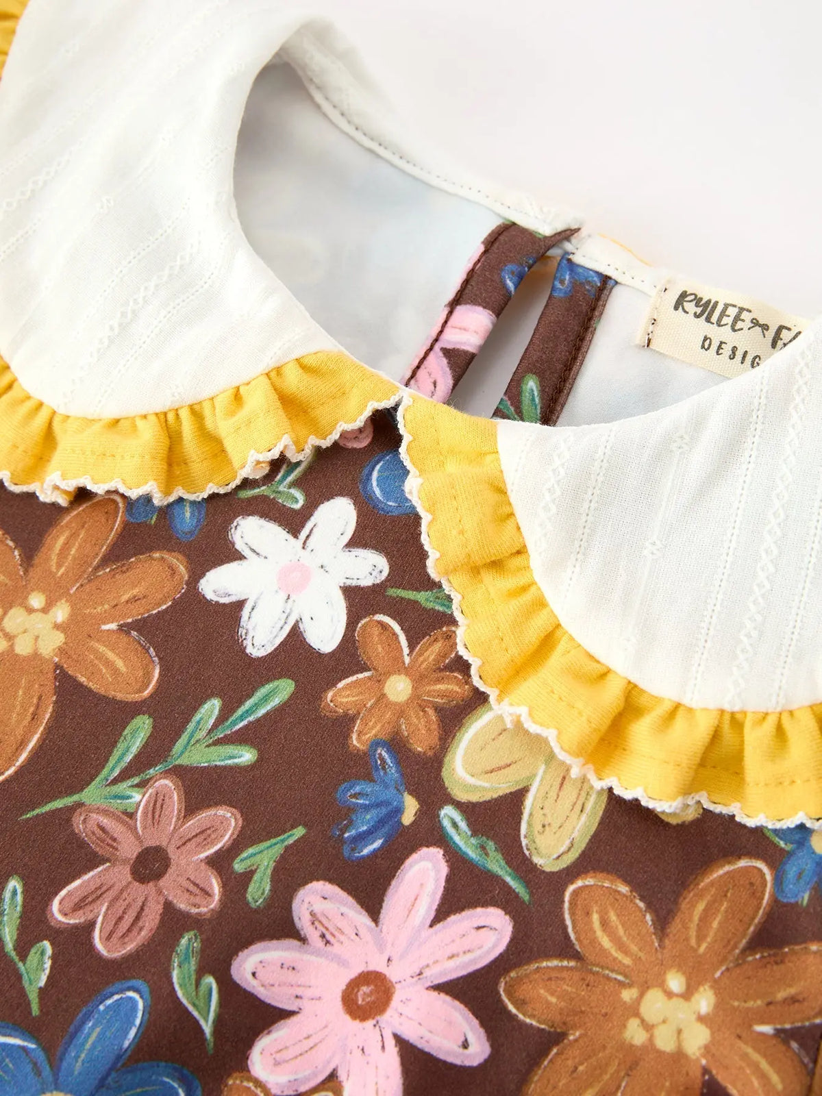 Fall Retro Girls Floral Peter Pan Collar Twirl Dress