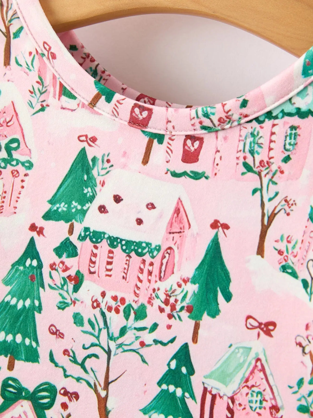 Christmas Girls Pink Holiday Village Print Twirl Dress Rylee Faith Designs